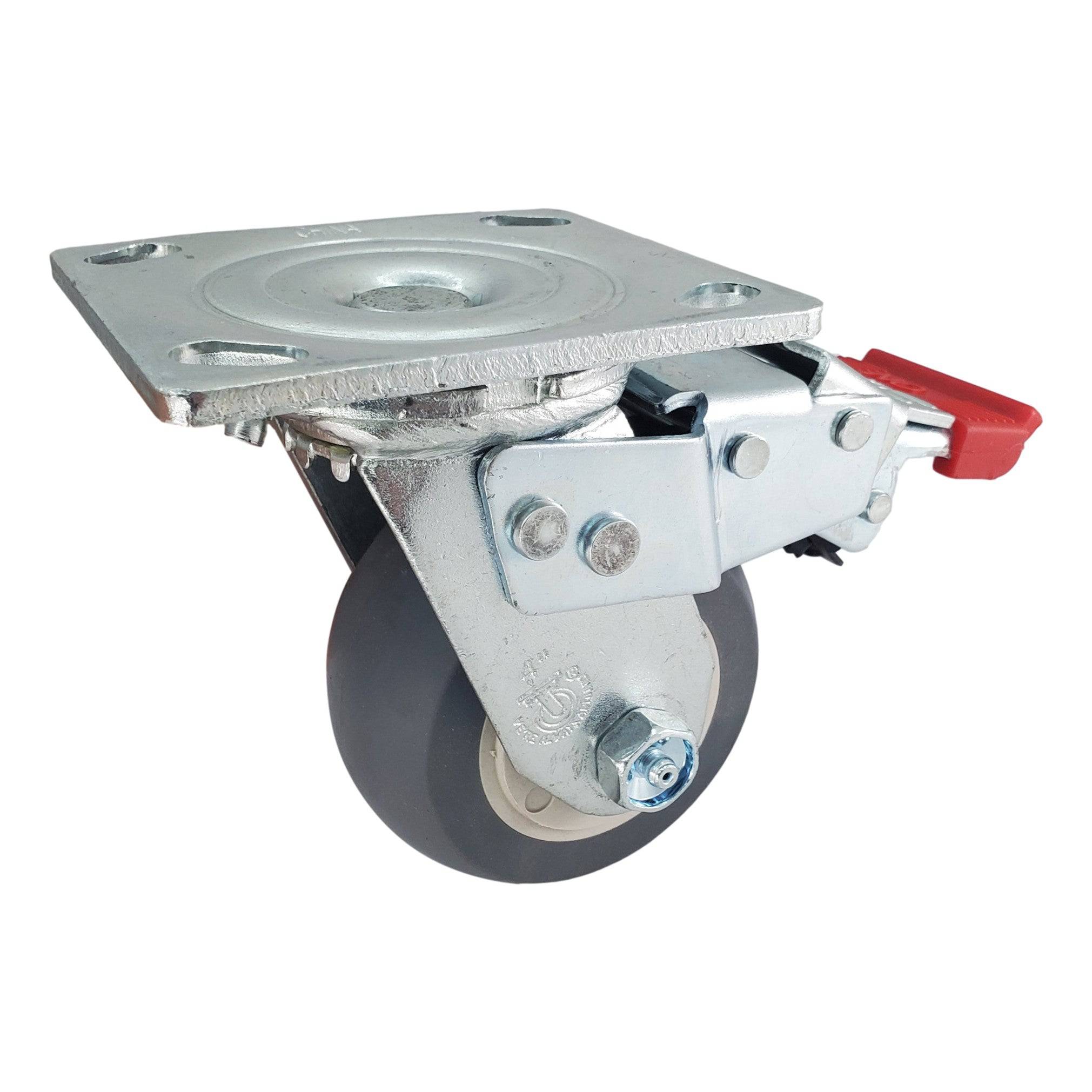 4 x 2 Inch Heavy Duty Thermo Pro Swivel Casters with Total Lock Brake - 300 lbs Capacity - for Industrial Equipment, Workbenches, and Furniture Mobility