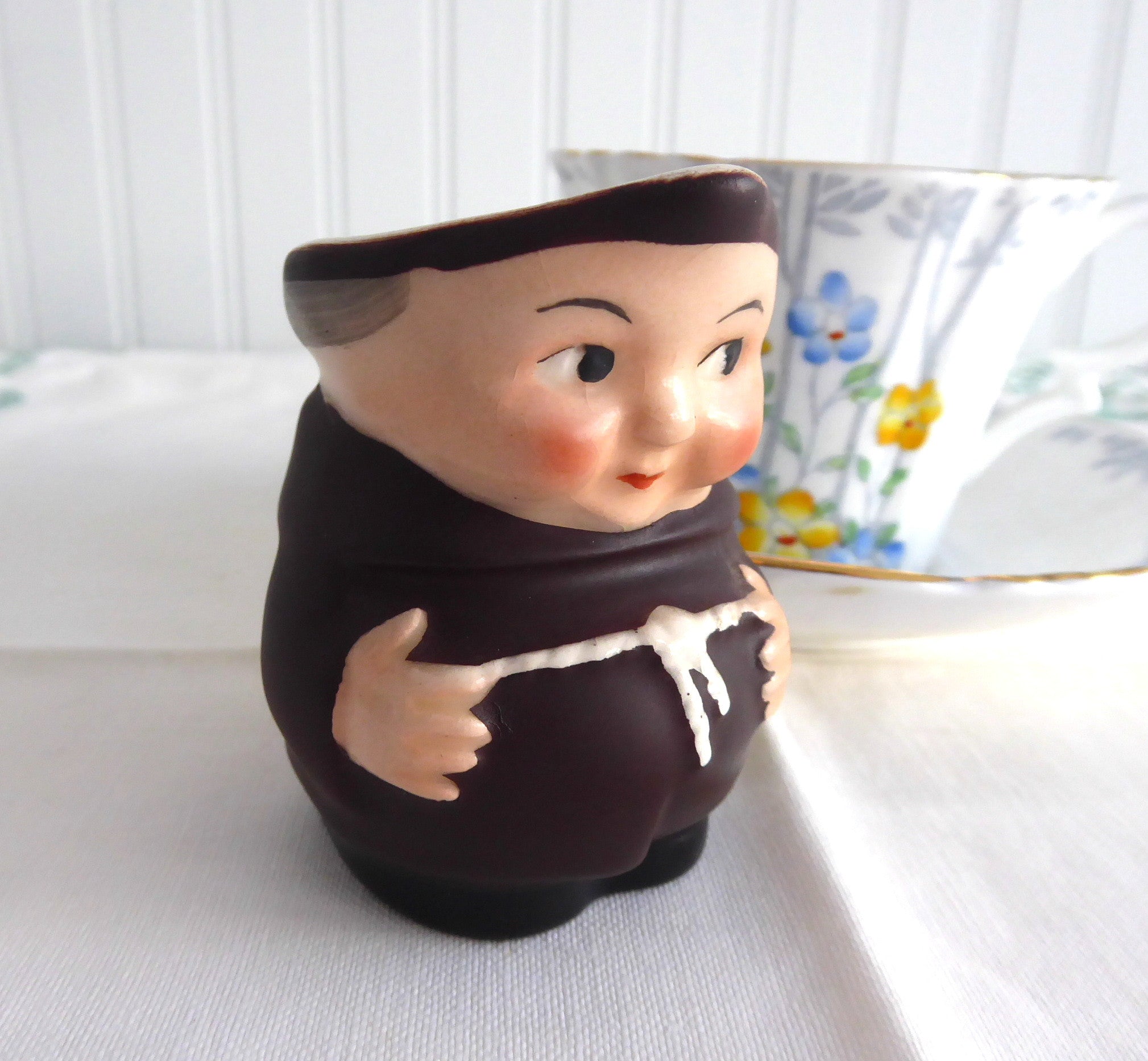 Vintage Little Monk Friar Tuck Hummel Cream Jug - West Germany Black Shoes 1950s Ceramic Creamer - Perfect for Tea Time, Collectible Display & Retro Kitchen Decor
