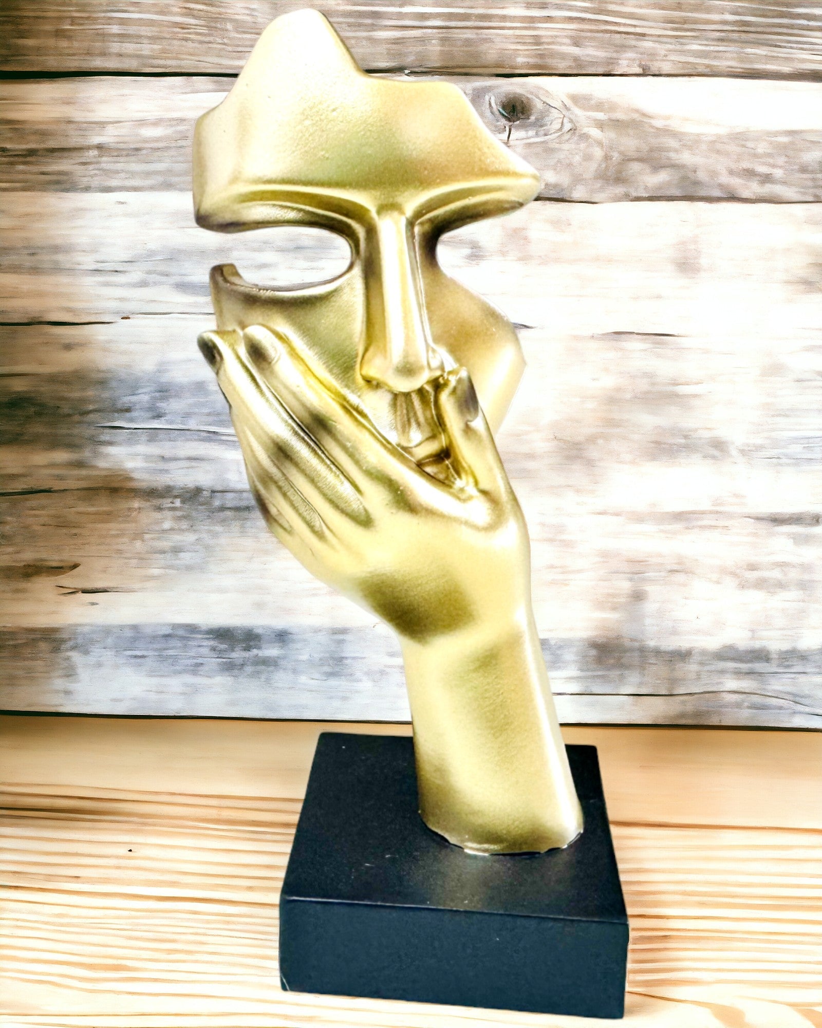 Abstract Hand Sculpture Touch of Art - European Style Office Decor with Personalized Engraving (Set of 2) | Modern Desk Accessory for Home Office, Living Room & Gift Giving