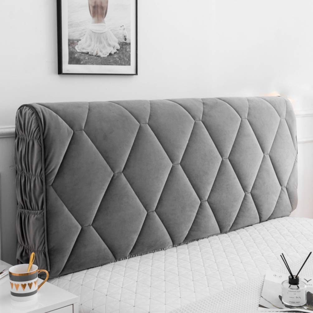 Queen Size Thicken Quilted Headboard Slipcover - Soft Washable Bed Protector for Wooden/Upholstered/Leather Headboards (Grey) | Perfect for Bedroom Makeover & Furniture Protection