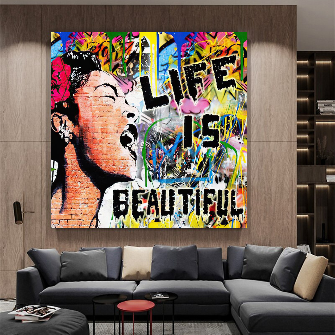 Banksy Life is Beautiful Art Print - Unique Street Art Wall Decor for Home & Office - Perfect Gift for Art Lovers & Urban Culture Enthusiasts