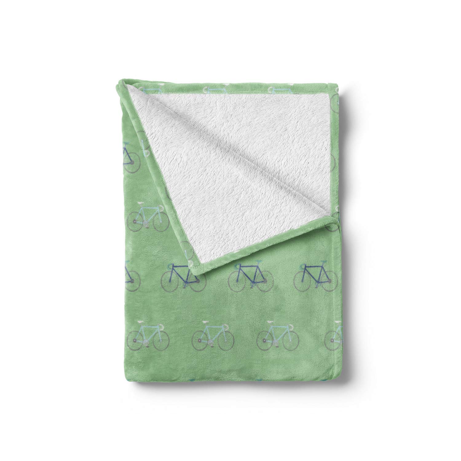 Ambesonne Bicycle Themed Throw Blanket - Soft Flannel Fleece Blanket with Rhythmic Bike Motifs on Pastel Backdrop, 50