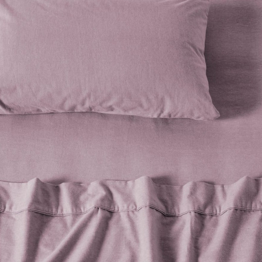 Premium Flannelette Plain Dyed Lavender Bed Sheet Set - Soft & Cozy Queen Size 4-Piece Set by LINEN HOUSE - Perfect for Winter Nights & Cozy Bedroom Decor