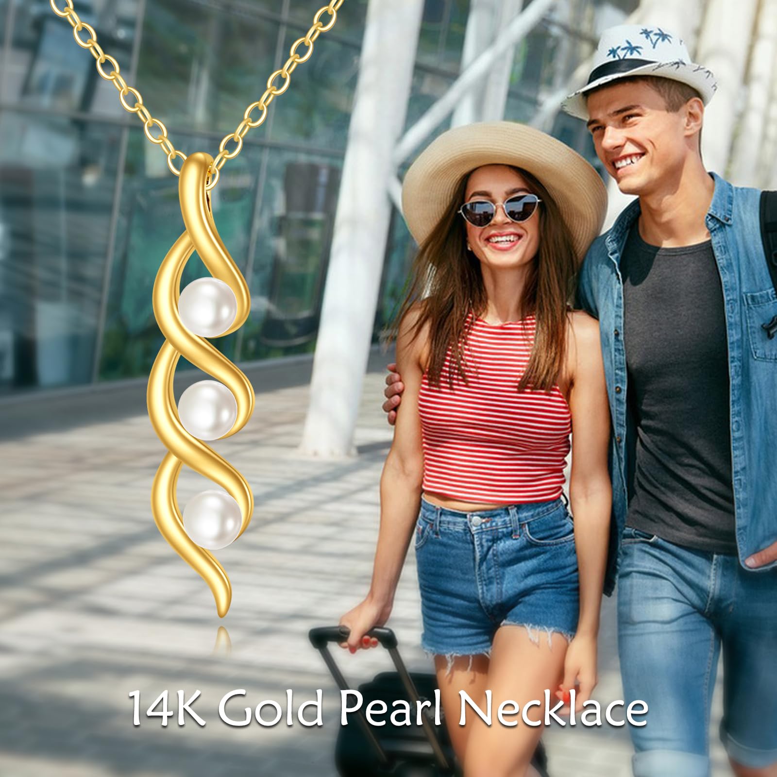 14K Solid Gold Infinity Love Necklace with Freshwater Cultured Pearl - Real Gold Jewelry for Women | Anniversary, Birthday & Valentine's Day Gift | Perfect for Weddings, Date Nights & Special Occasions