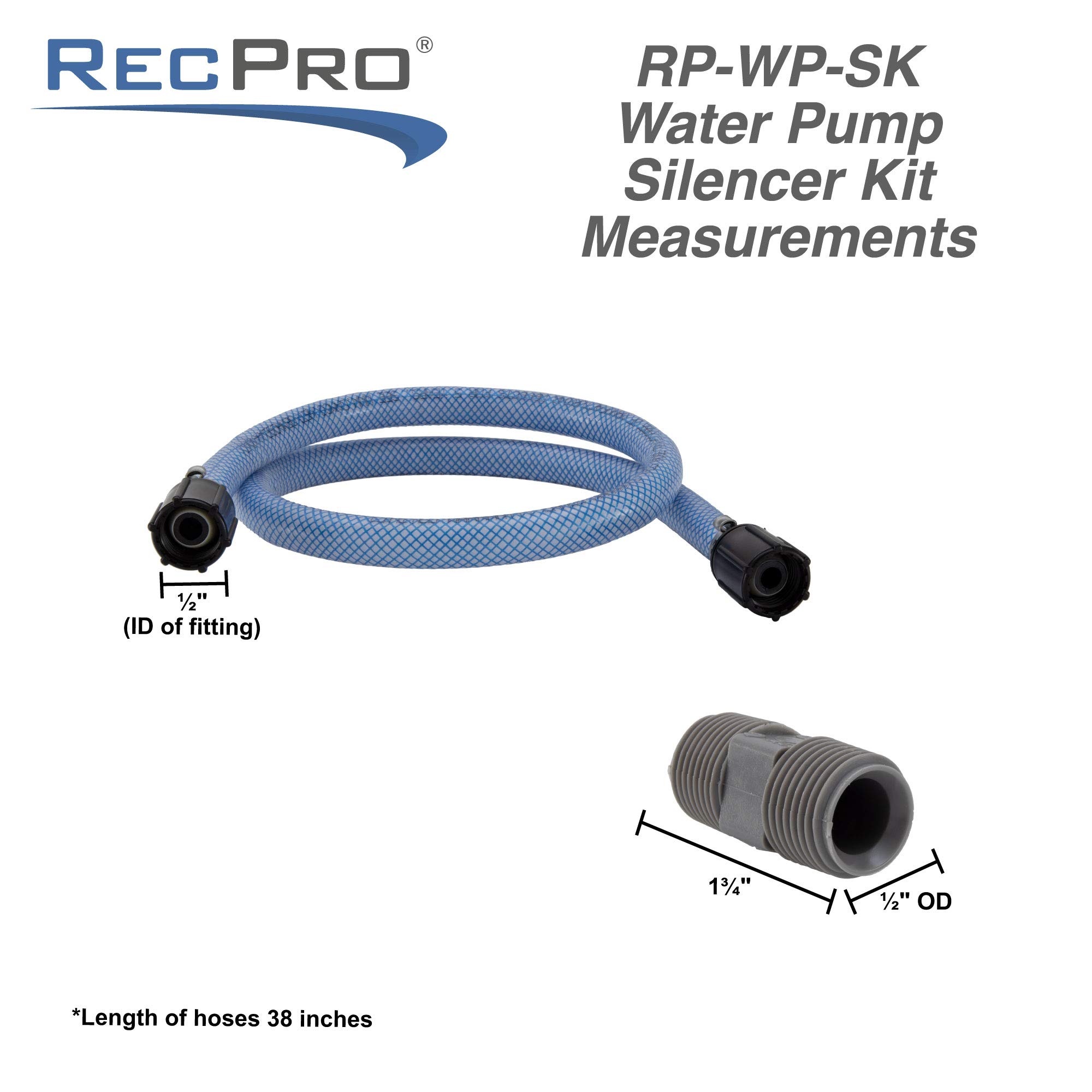 RecPro RV Water Pump Silencer Hose Kit - Quiet RV Plumbing Solution for Fresh Water Tank | Ideal for Camping & Outdoor Adventures