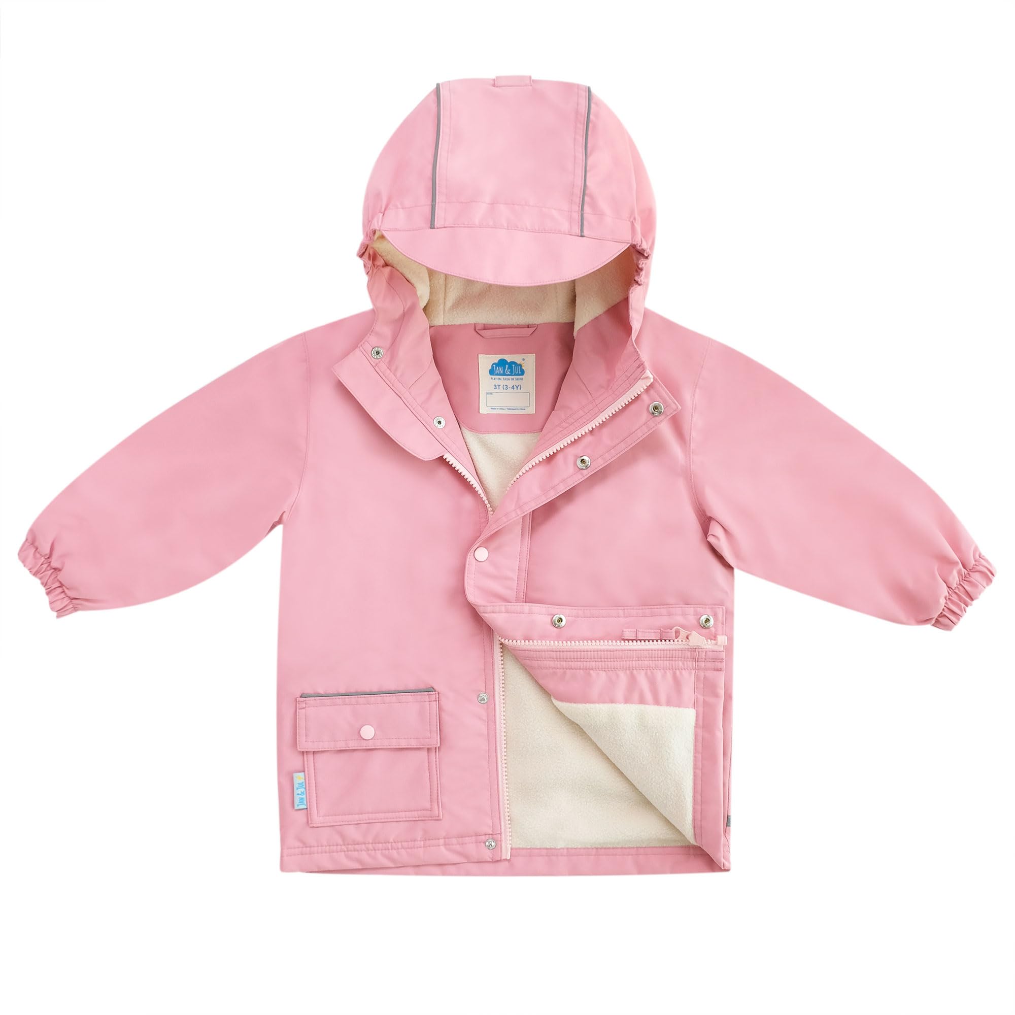 JAN & JUL Kids Waterproof Fleece Lined Rain Jacket - Windproof & Warm Raincoat for Boys & Girls - Perfect for Outdoor Play, School & Rainy Day Adventures