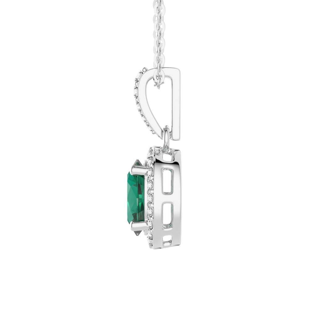 1.69 CT Vintage Style Oval Emerald Halo Pendant Necklace - Elegant Jewelry Gift for Women, Perfect for Weddings, Anniversaries & Special Occasions