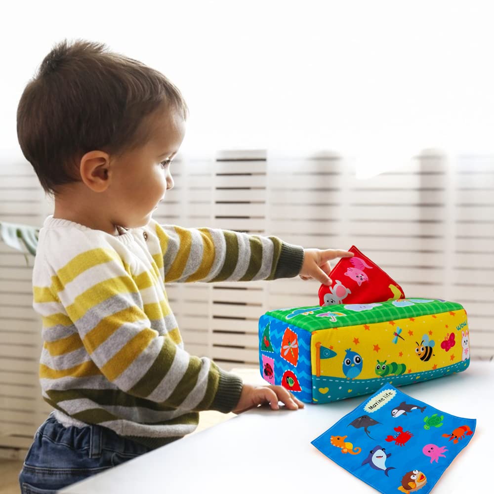 Montessori Baby Tissue Box Toy - Sensory Learning Toy for 6-12 Months | Perfect for Early Development & Playtime