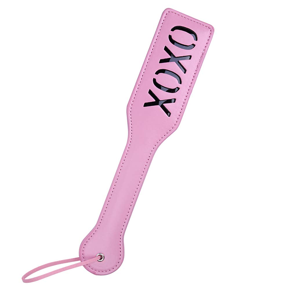 XOXO Spanking Paddle for Adults - 12.8 Inch BDSM Faux Leather Spanking Toy in Pink | Sensual Play, Couples Bonding & Kinky Fun for Bedroom Use