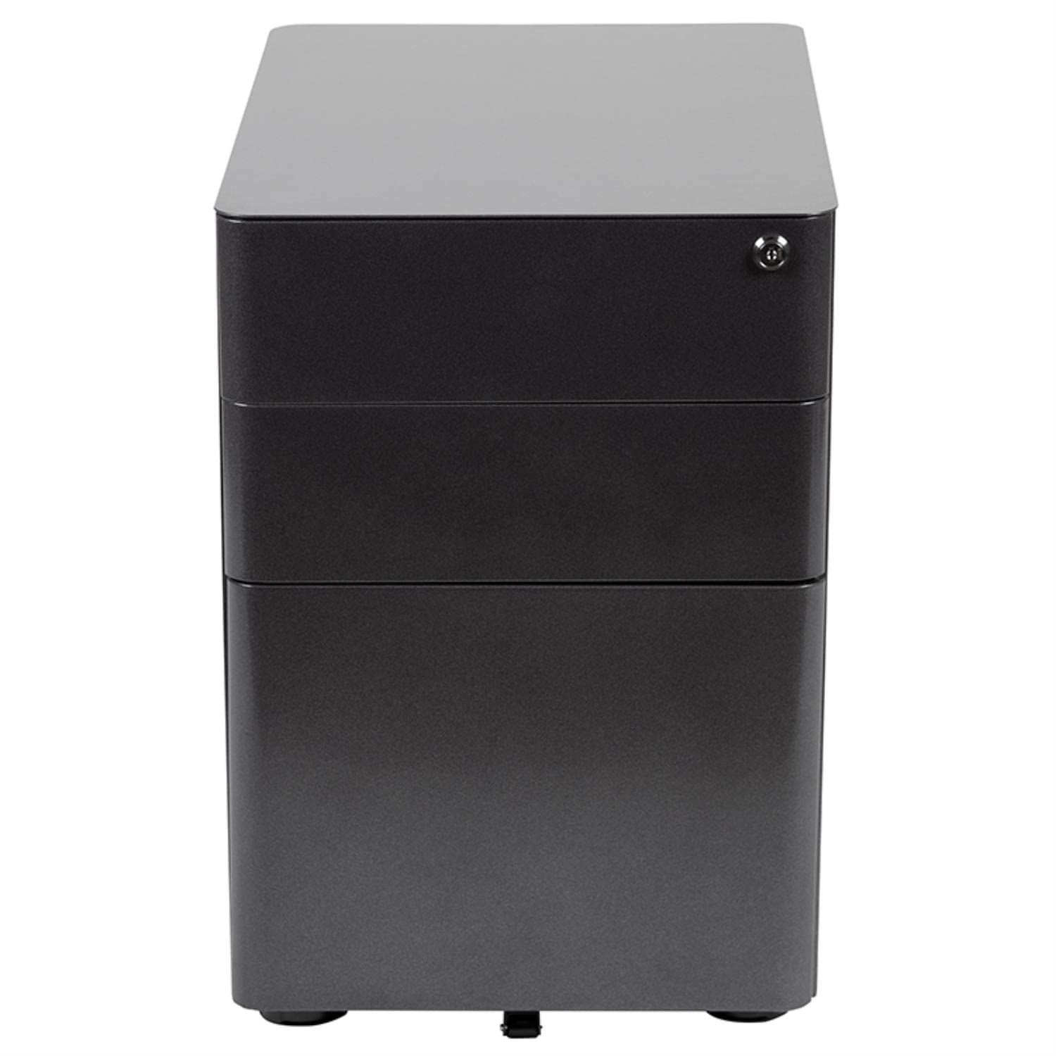 Flash Furniture Warner Modern 3-Drawer Mobile Locking File Cabinet with Anti-Tilt Mechanism - Black Office Storage for Legal & Letter Files - Perfect for Home Office, Corporate Workspaces & Document Organization