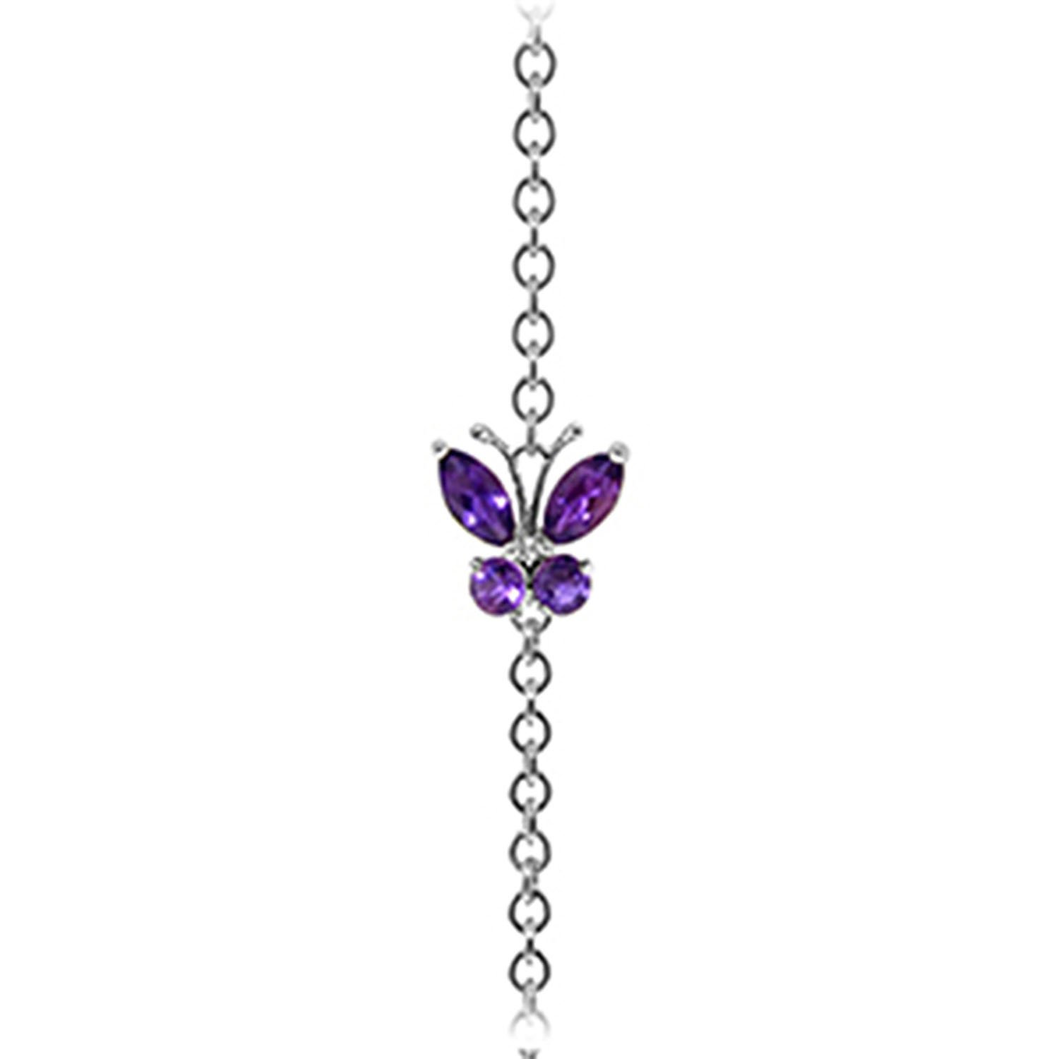 14K White Gold Amethyst Butterfly Bracelet - Elegant Jewelry for Women | Perfect Gift for Birthday, Anniversary & Special Occasions