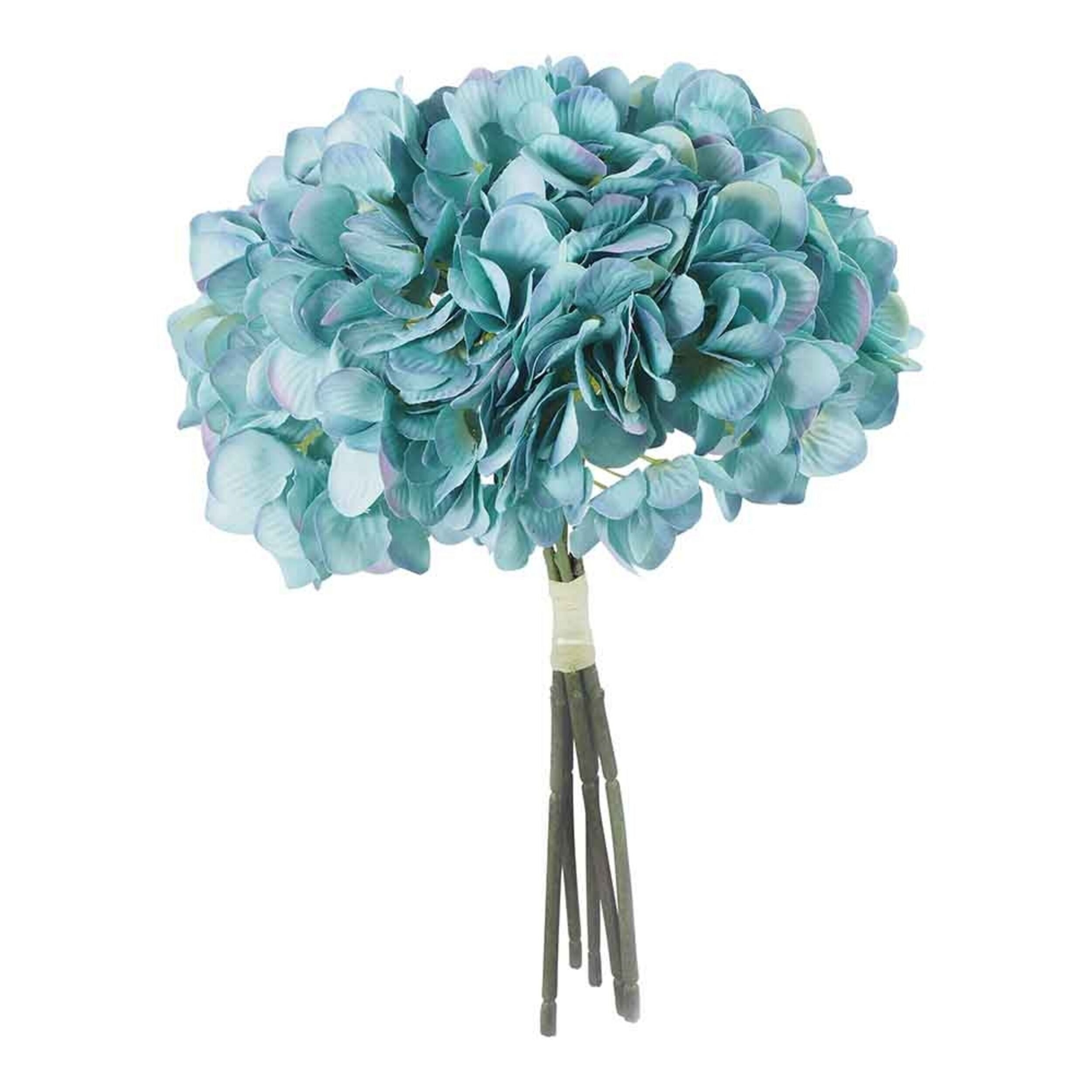 5 Pack Acacia Hydrangea Bush Artificial Flowers - 30cm Snow Blue Floral Stems for Home Decor, Wedding Centerpieces, and Office Arrangements