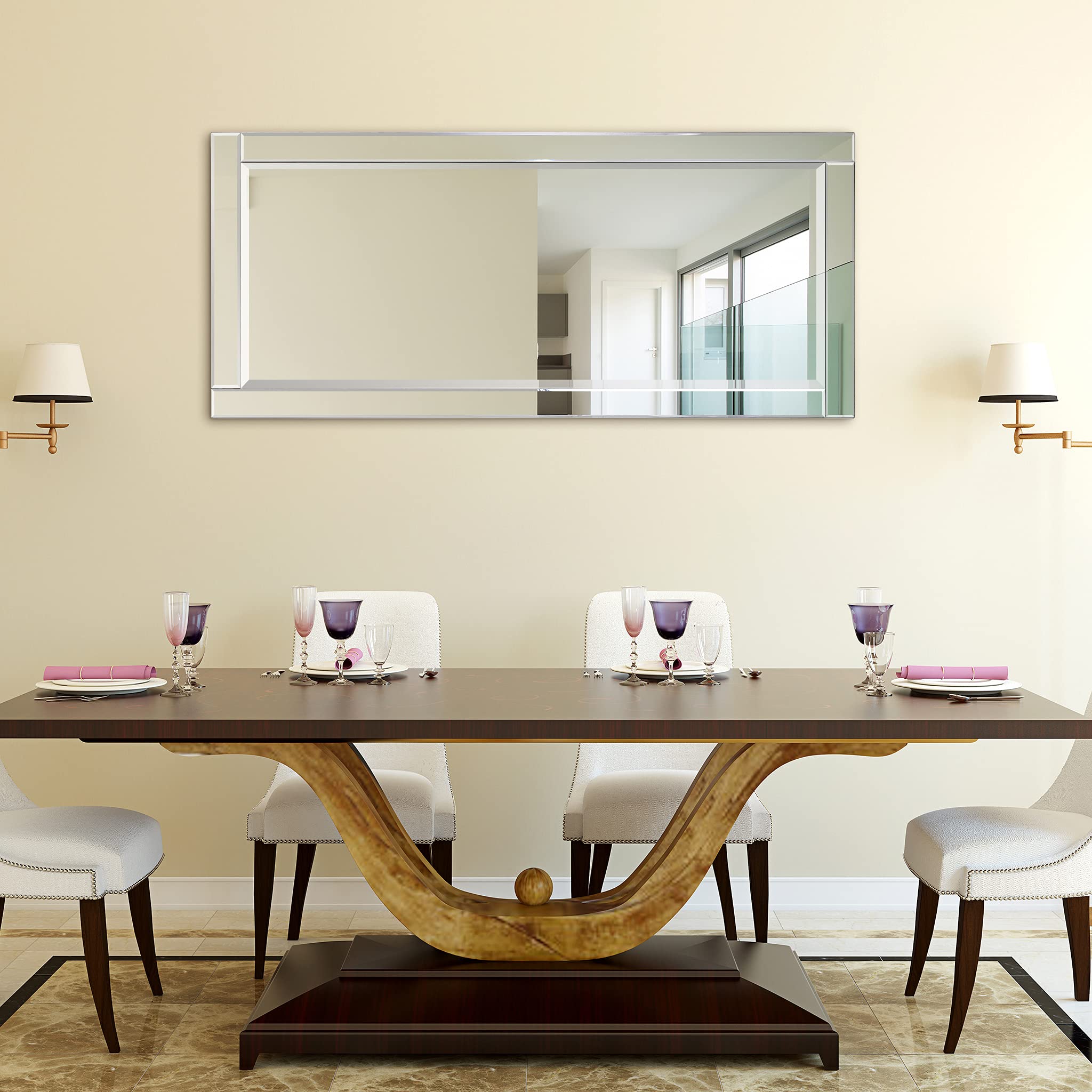 Empire Art Direct Modern Rectangle Wall Mirror with Solid Wood Frame - 1