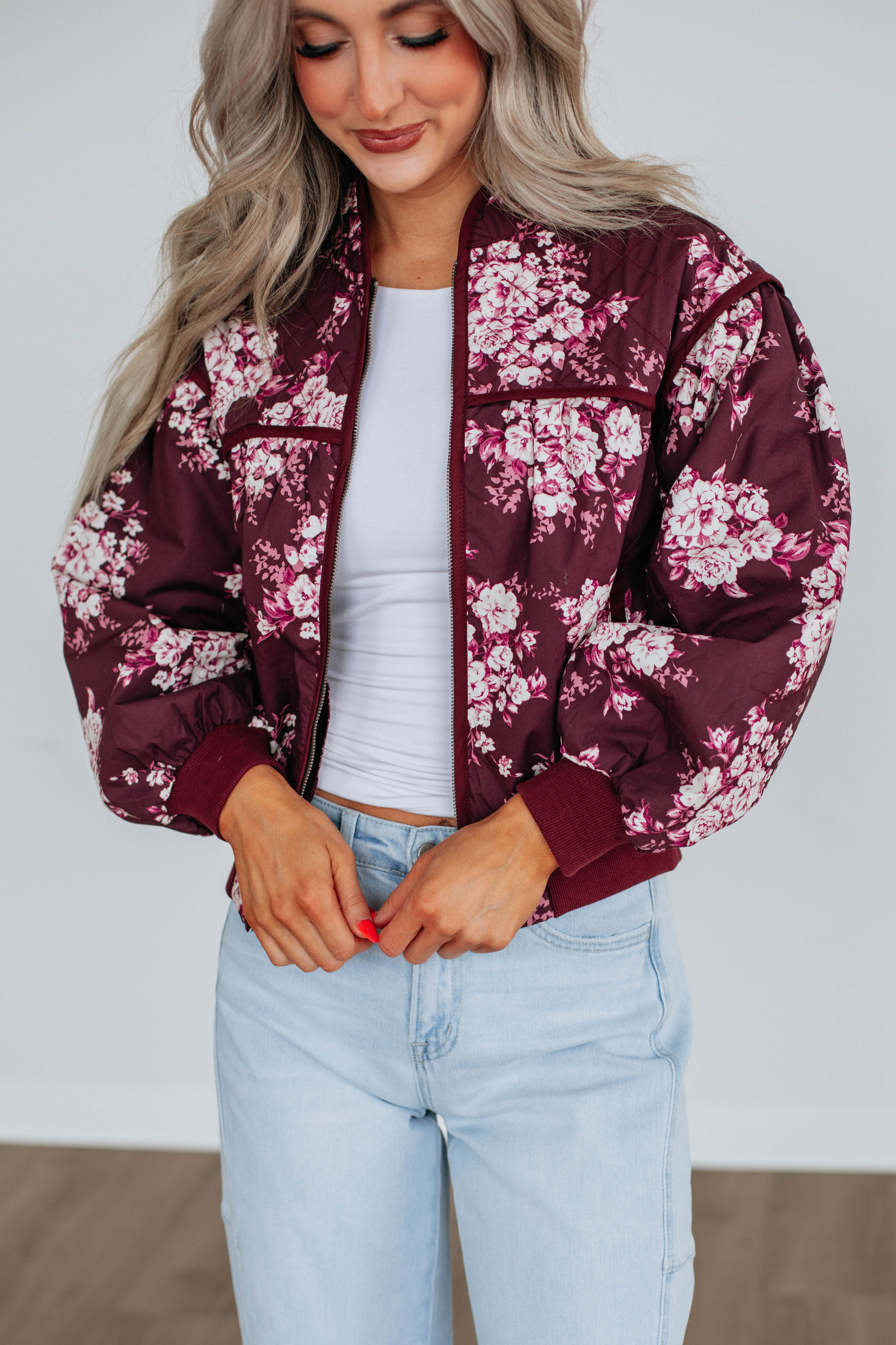 Dasha Quilted Bomber Jacket for Women - Stylish Wine Red Outerwear for Fall & Winter | Perfect for Casual Outings, Date Nights & Travel
