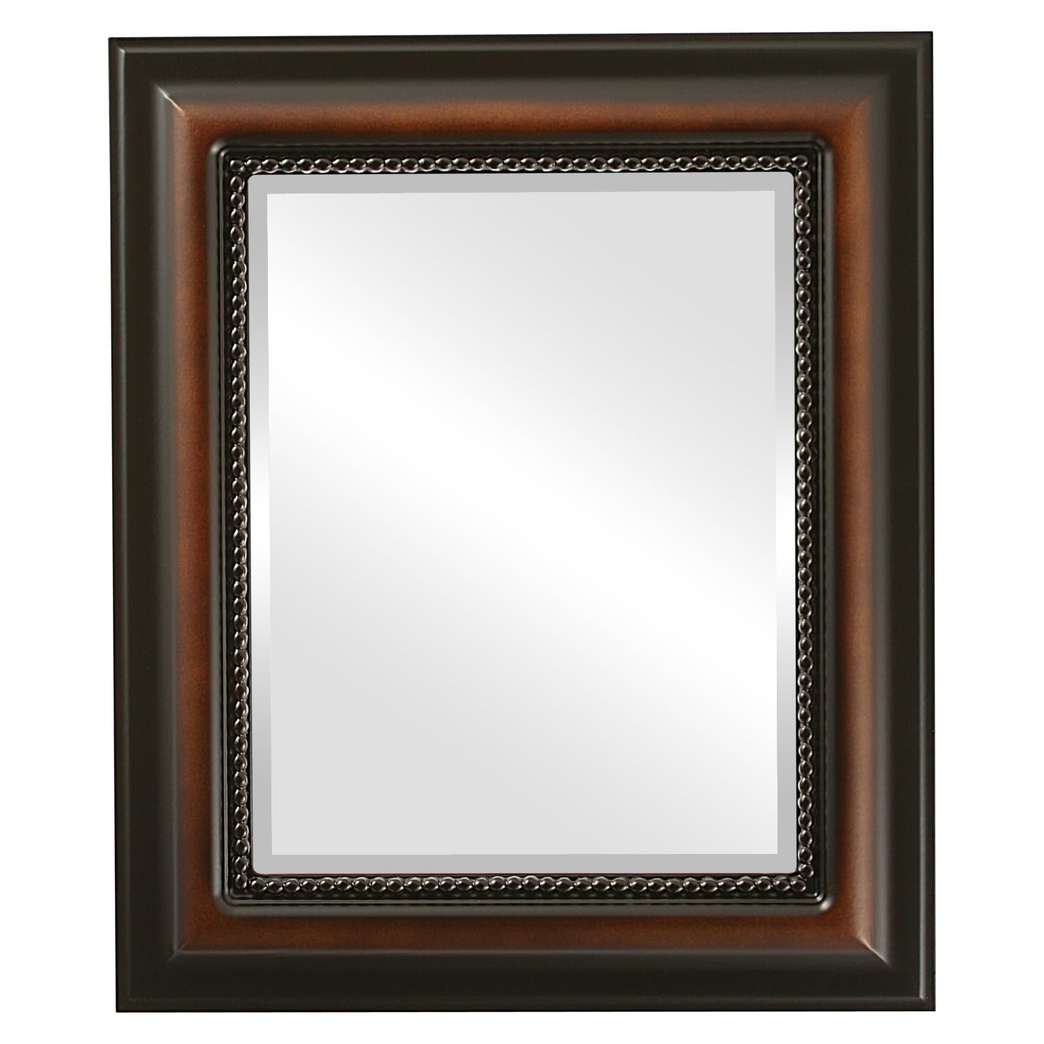 Heritage Style Walnut Rectangle Beveled Wall Mirror - 17x21 Inches - Elegant Home Decor for Living Room, Bedroom & Entryway