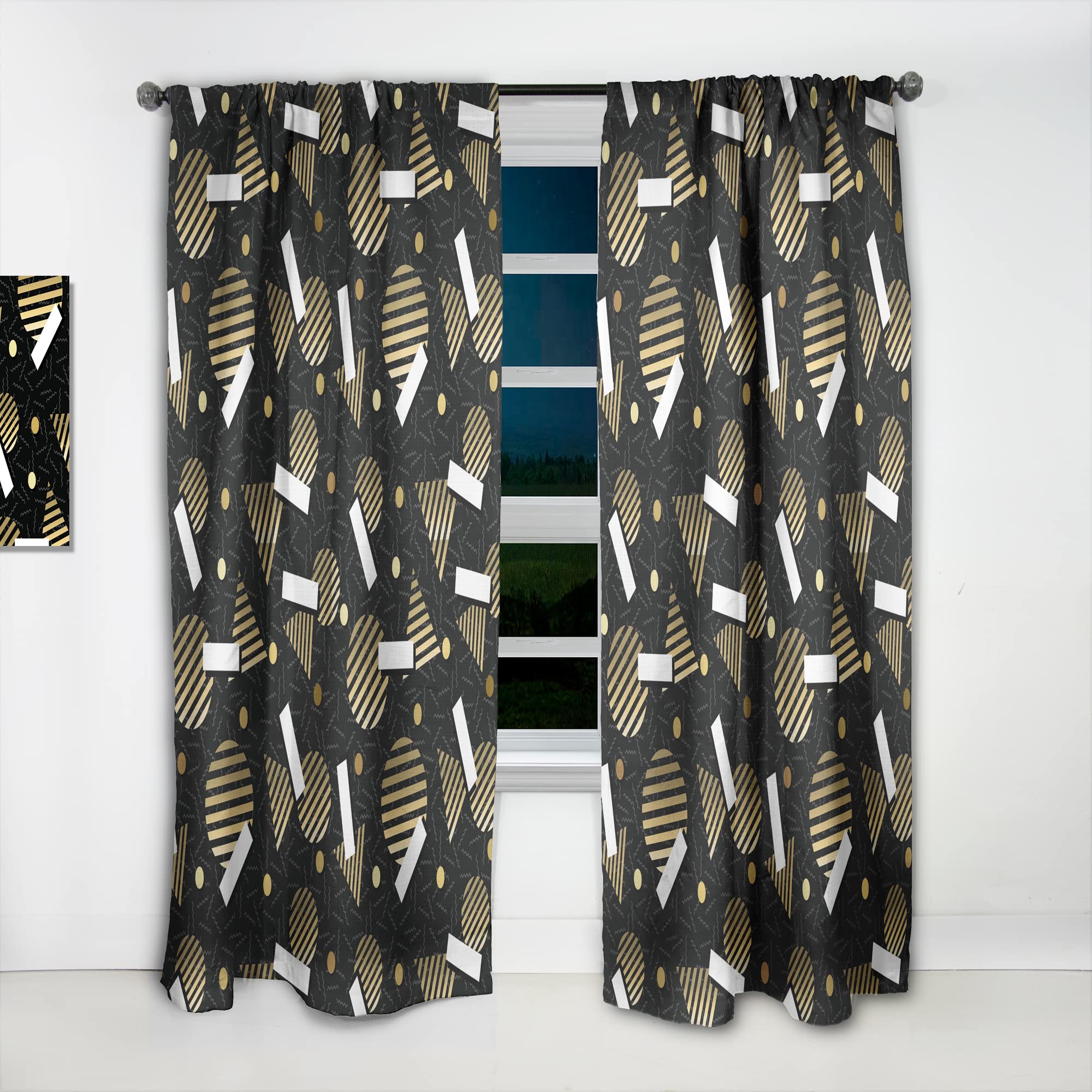 DesignQ Gold Retro Circular Pattern Thermal Insulated Curtains - Single Panel 52x90 Inches - Elegant Window Treatments for Bedroom & Living Room - Perfect for Home Decor, Light Blocking & Temperature Control