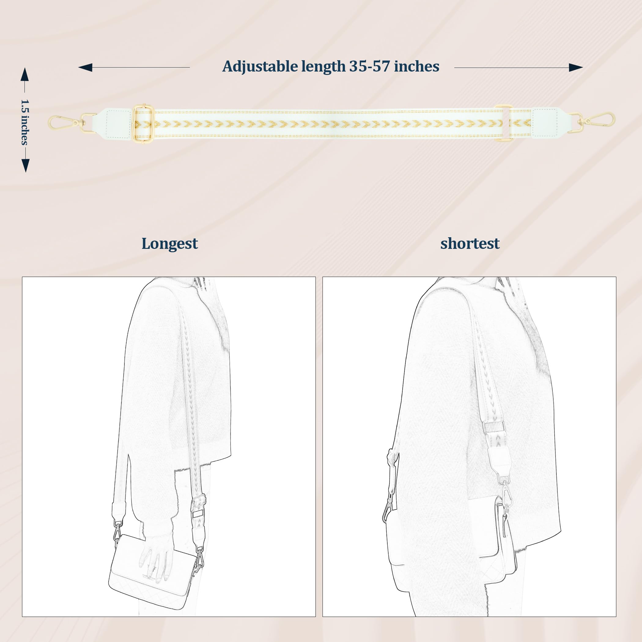 Replacement Wide Crossbody Strap - Adjustable Shoulder Strap for Handbags & Purses | Perfect for Everyday Use, Travel & Fashion Accessories