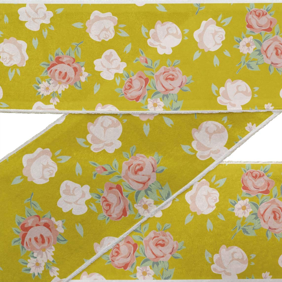 9 Yards Dupion Fabric Lace - 3 Inch Wide Yellow Leaves & Rose Floral Printed Ribbon Trim for Crafts, Sewing, DIY Accessories | Perfect for Dressmaking, Home Decor, Gift Wrapping & Scrapbooking Projects