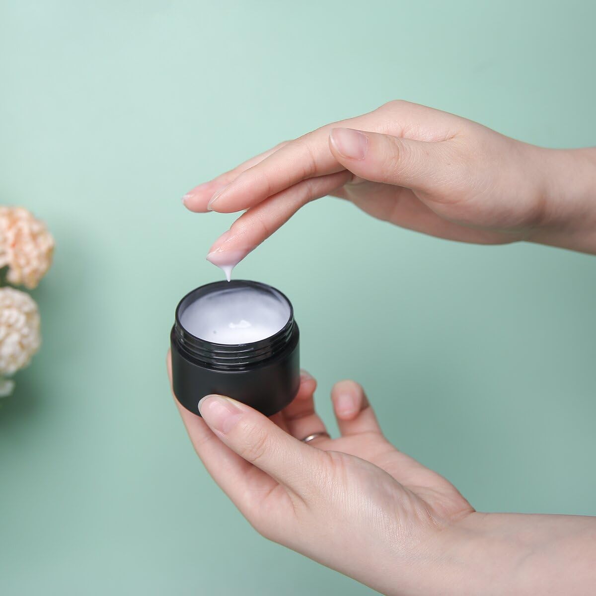 4 Pack Black 1.7 oz Plastic Travel Containers for Creams & Lotions - Leakproof Cosmetic Jars with Lids for Toiletries, Makeup & Skincare - Perfect for Airplane Carry-on & TSA Compliance