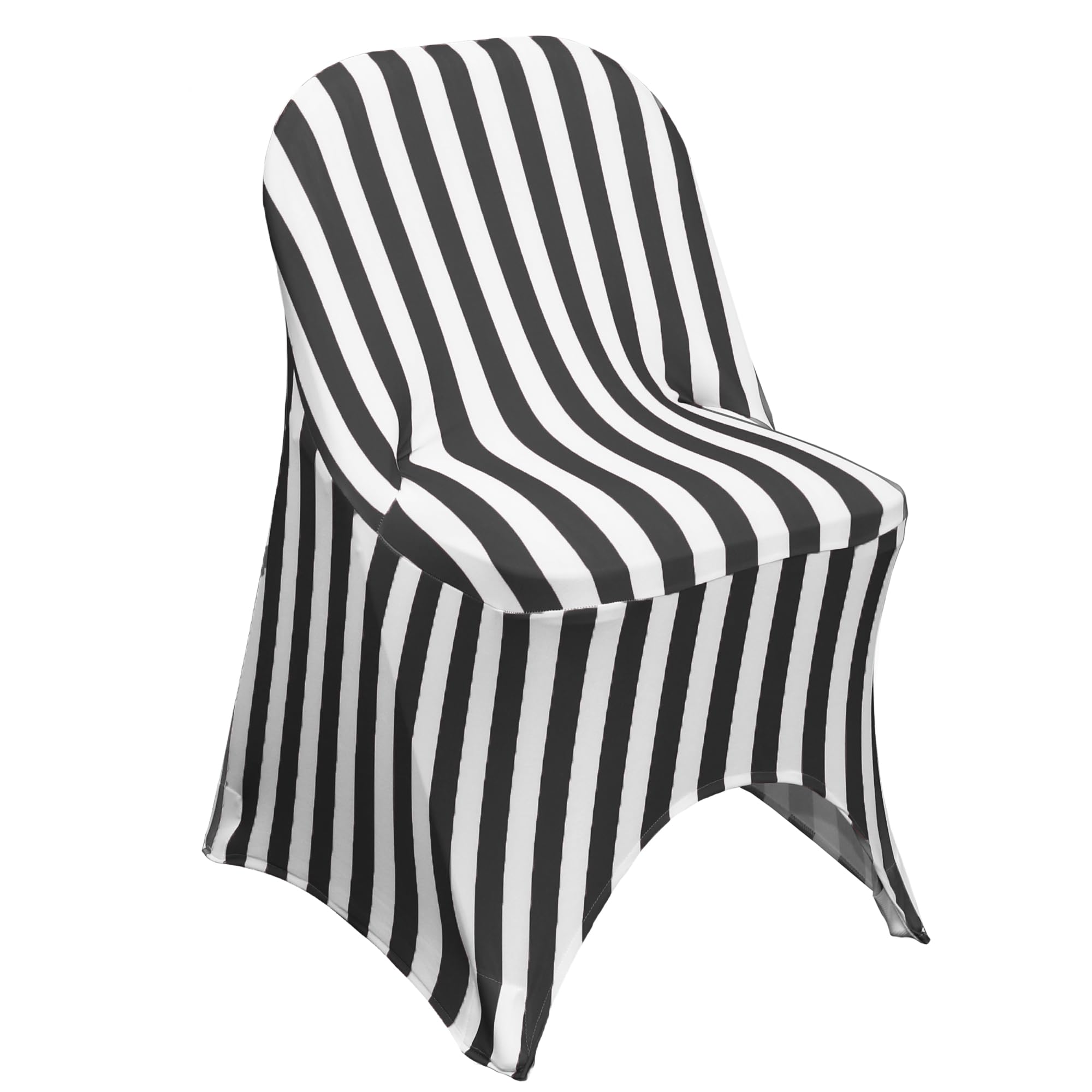 100 Pack Stretch Spandex Folding Chair Covers - Black & White Striped Design for Weddings, Parties & Events - Elastic Dining Chair Slipcovers for Home & Commercial Use