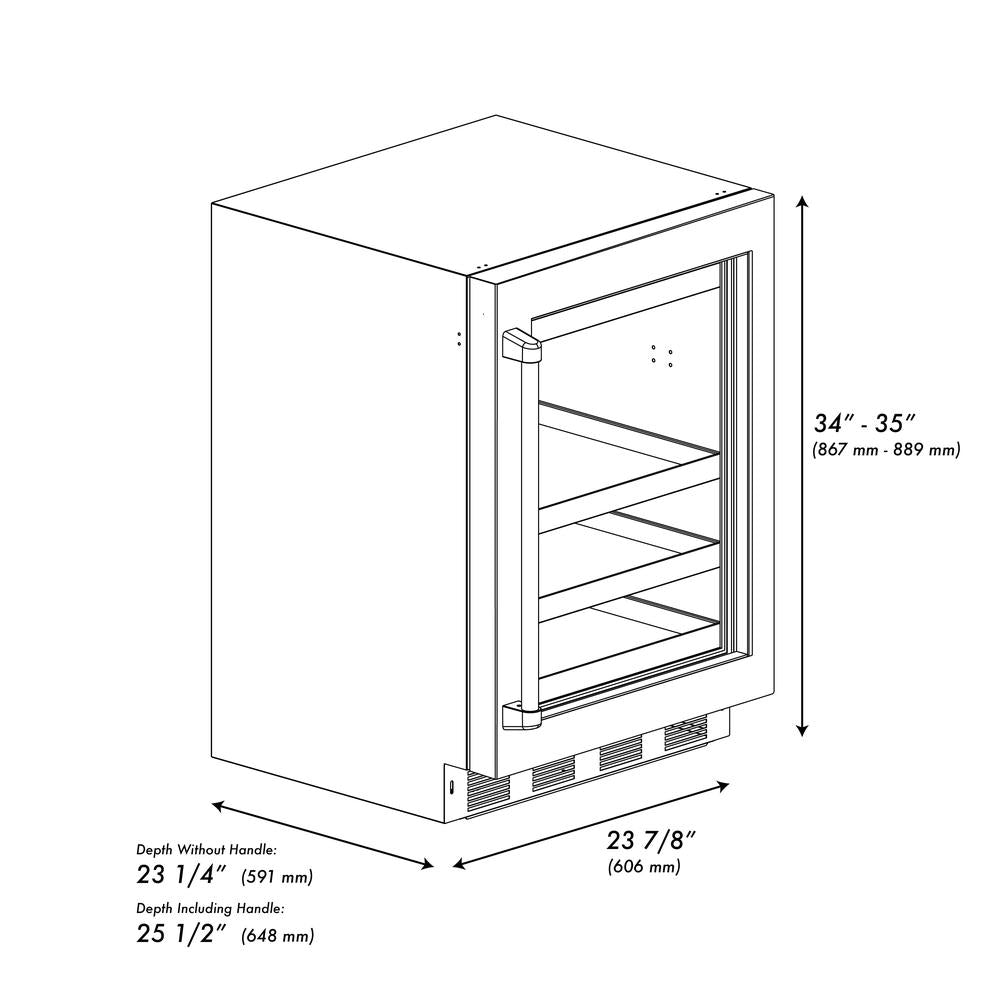 ZLINE Autograph Edition 24 Inch Dual Zone 44 Bottle Wine Cooler - White Matte Glass Door with Polished Gold Handle - Perfect for Home Bars, Wine Cellars & Entertaining (RWDOZ WM 24 G)