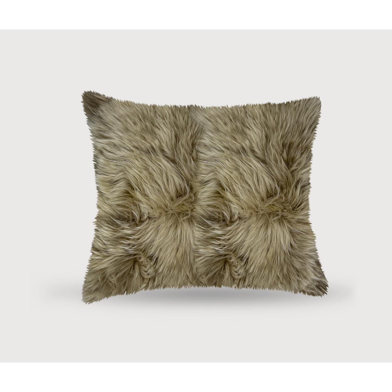 Premium New Zealand Sheepskin Throw Pillow with Zipper Closure - 100% Genuine Sheep Wool Cushion for Sofa & Living Room - Soft Fluffy Decorative Pillow for Couch, Bed, Chair (Taupe, 18x18 Inches) - Perfect for Cozy Home Decor & Relaxation