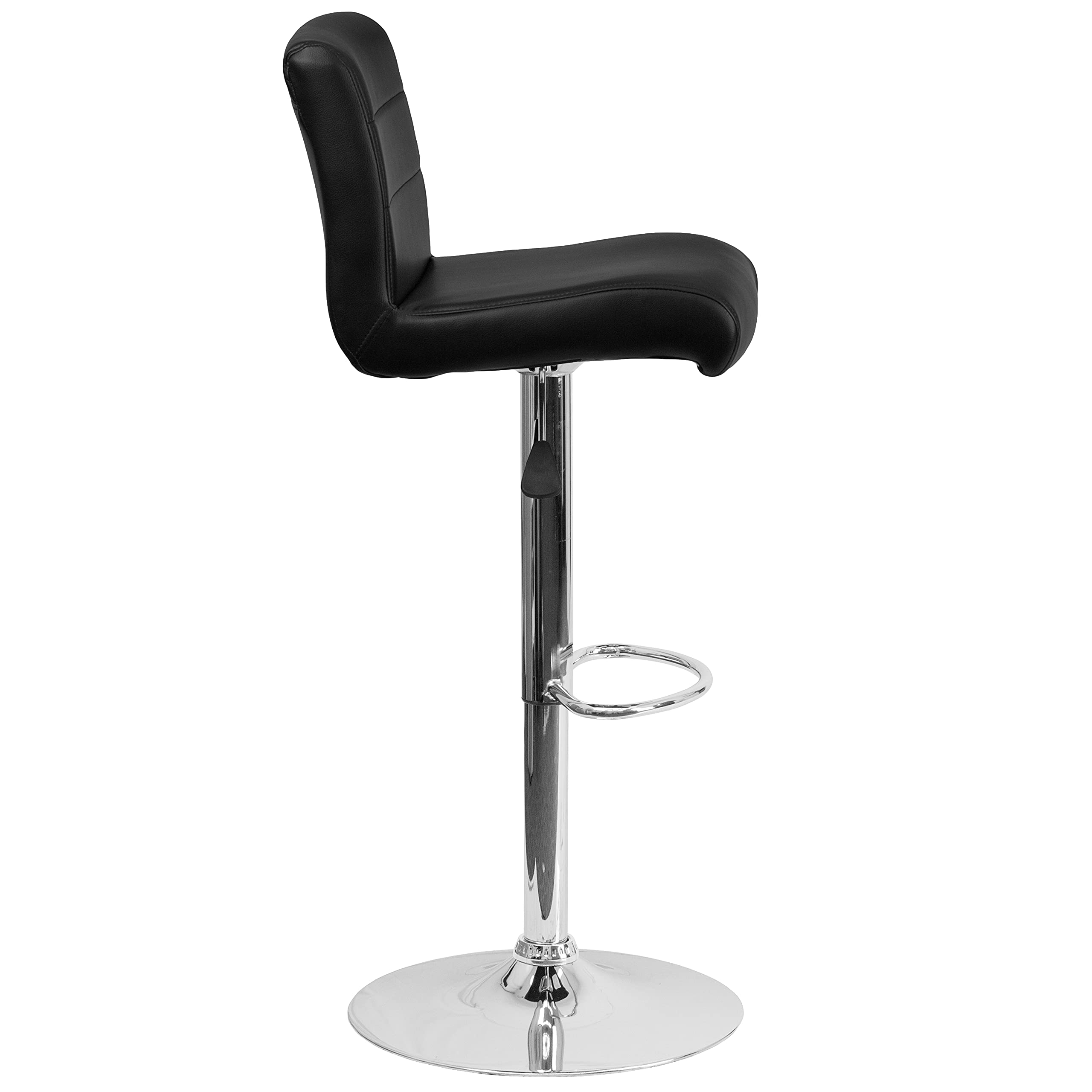 EMMA & OLIVER Adjustable Height Bar Stool with Rolled Vinyl Seat - Modern Kitchen Counter Stool for Dining Room, Bar, or Breakfast Nook