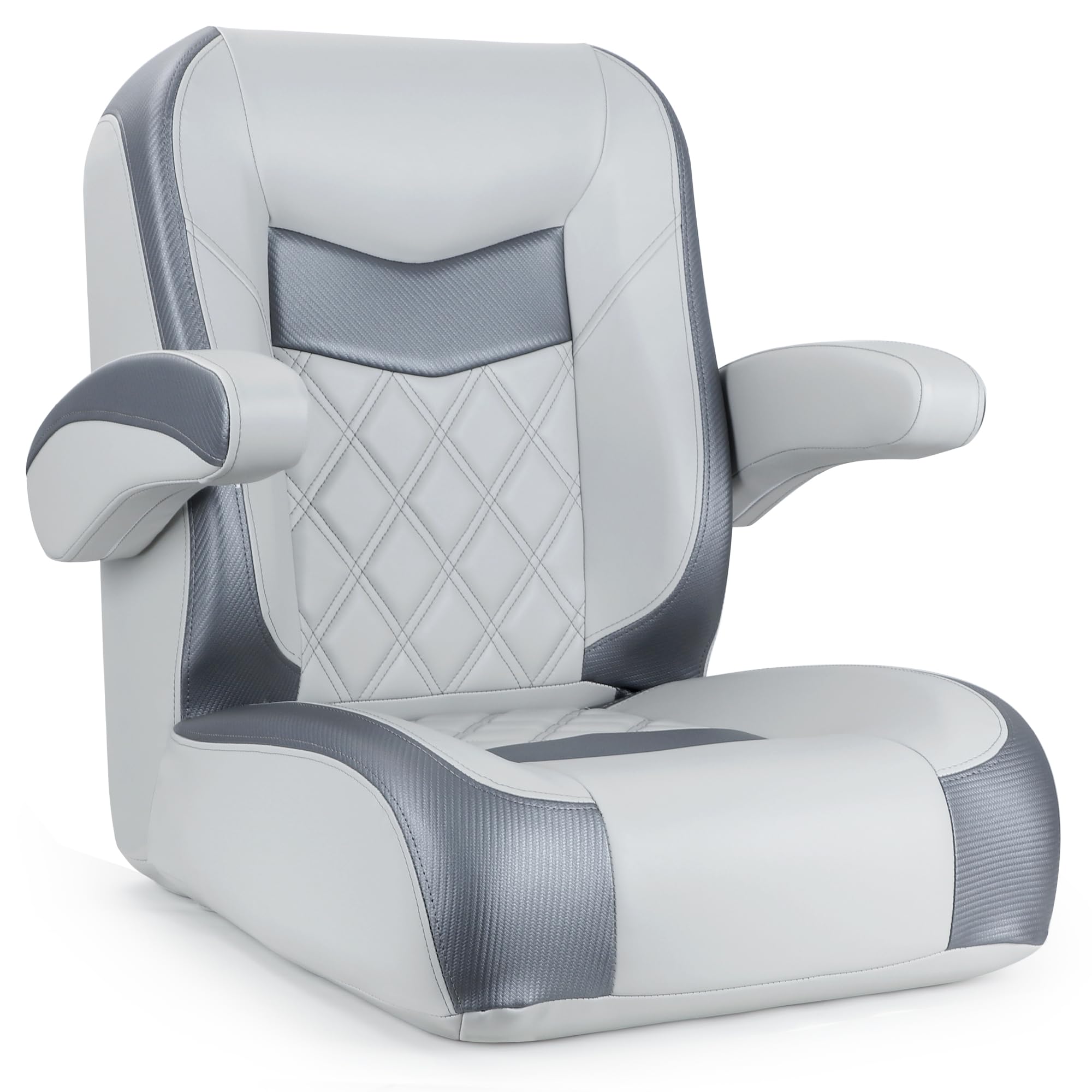 Premium Reclining Pontoon Boat Captain's Chair - Low/High Back Adjustable Bucket Seat with Armrests for Comfortable Boating & Fishing | Perfect for Pontoon Boats, Deck Chairs & Marine Use