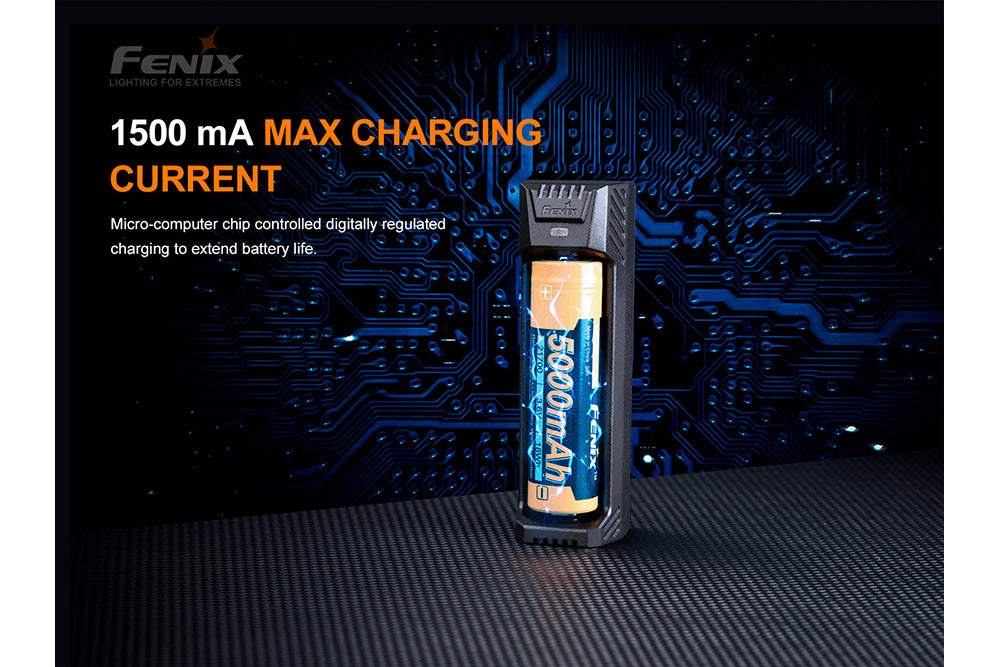 Fenix ARE-X1 V2.0 Smart Battery Charger for AA AAA Li-ion NiMH - Fast Charging with LCD Display | Perfect for Home, Travel & Emergency Power Supply