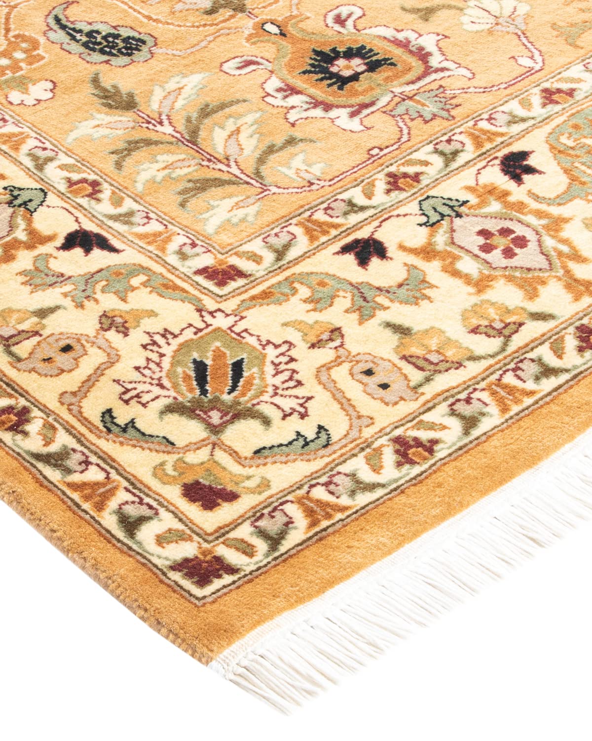 Handmade Wool Oriental Mogul Yellow 4x6 Area Rug - Traditional Hand-Knotted Design for Living Room, Bedroom & Dining Room Decor