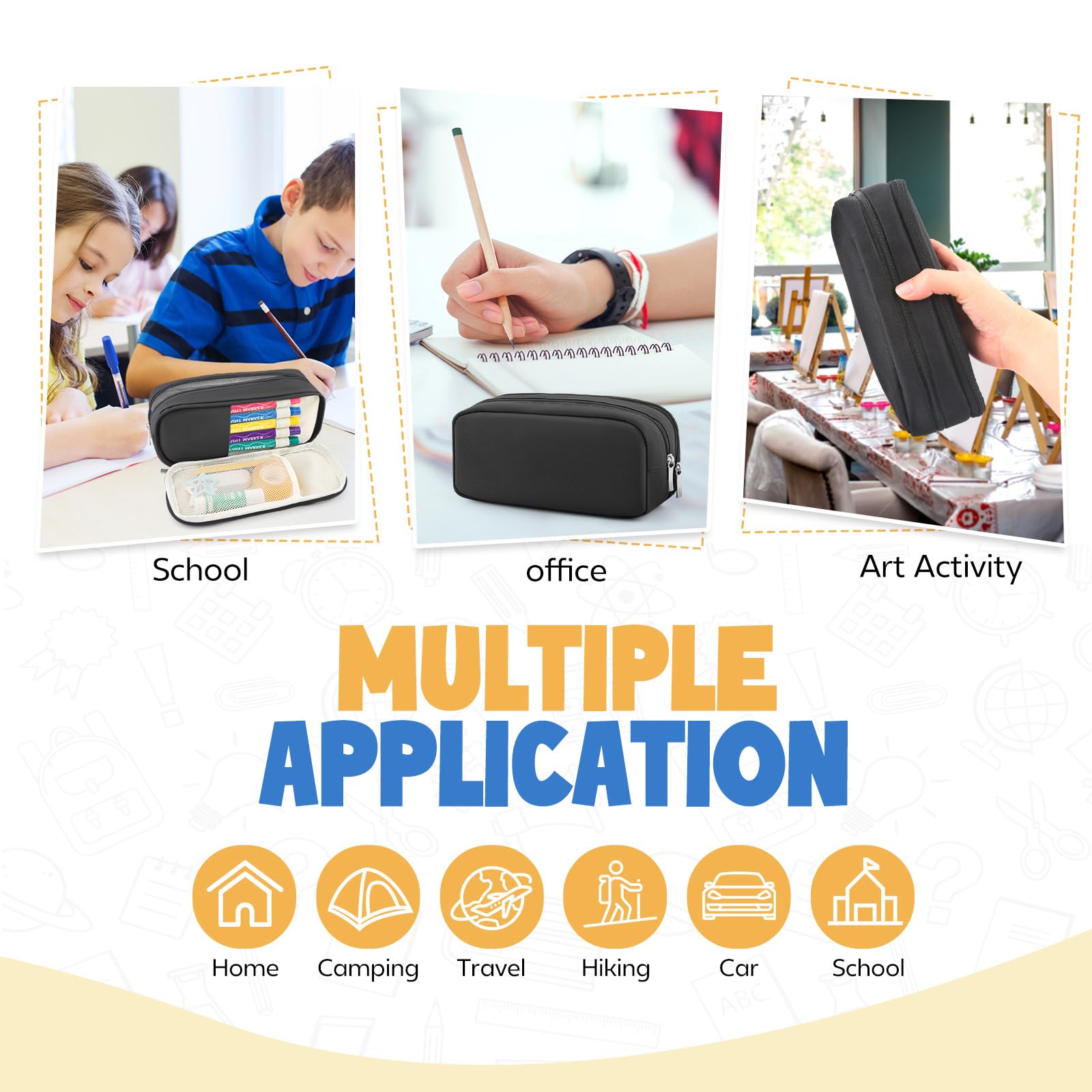 Large Capacity Pencil Case Organizer - Pouch Holder Box for Pens, Markers & School Supplies | Perfect for School, Office, College & Travel | Durable Desk Storage Solution for Stationery Organization
