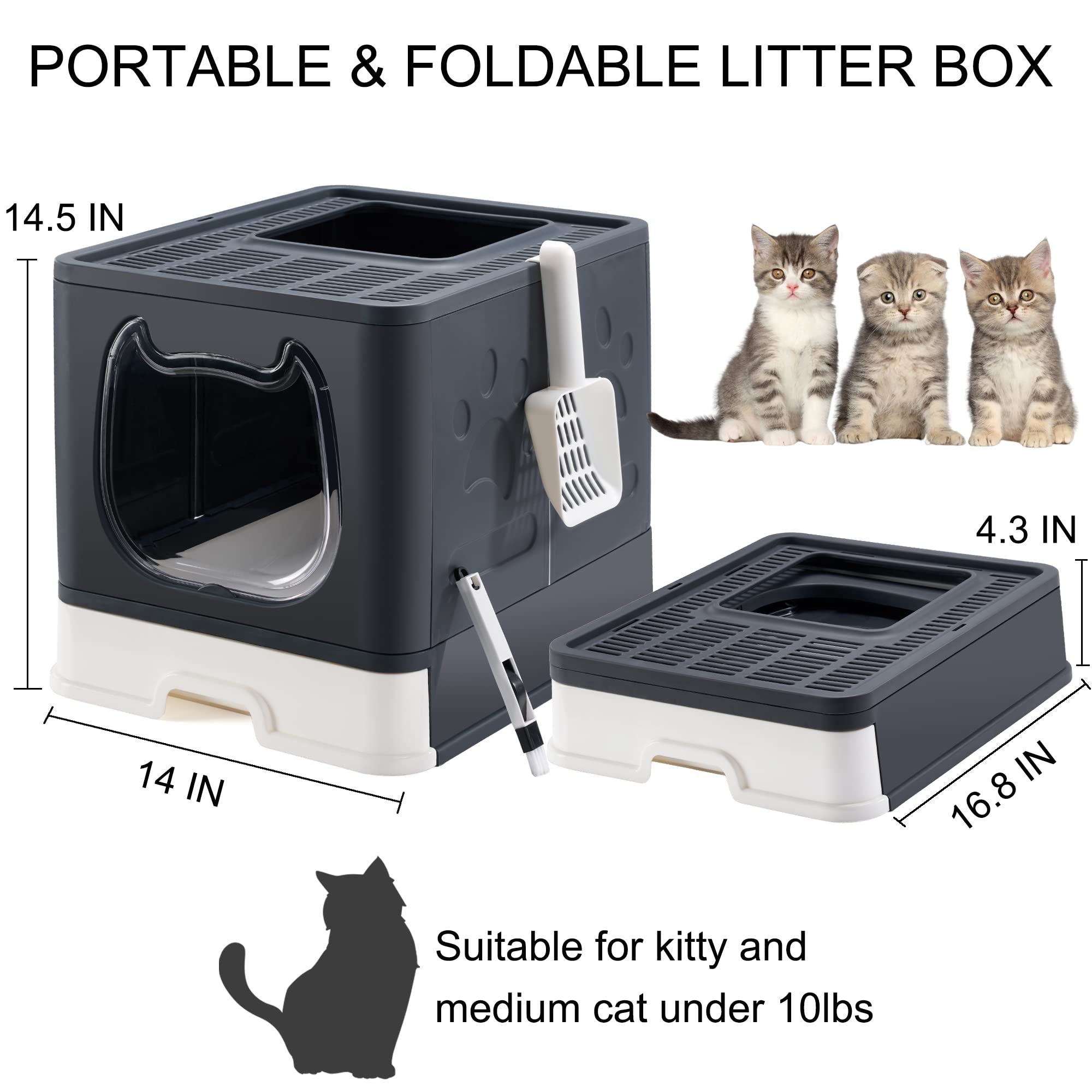 Suhaco Hidden Covered Cat Litter Box Enclosure with Lid - Top Entry Kitty Litter Box for Indoor Cats (Black) | Perfect for Small Spaces & Odor Control in Apartments