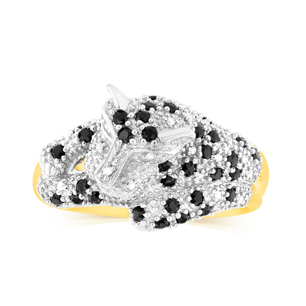 9ct Yellow Gold 0.82Ct Sapphire & 20 Diamond Men's Ring - Elegant Wedding Band, Anniversary Gift for Him, Perfect for Engagements & Special Occasions