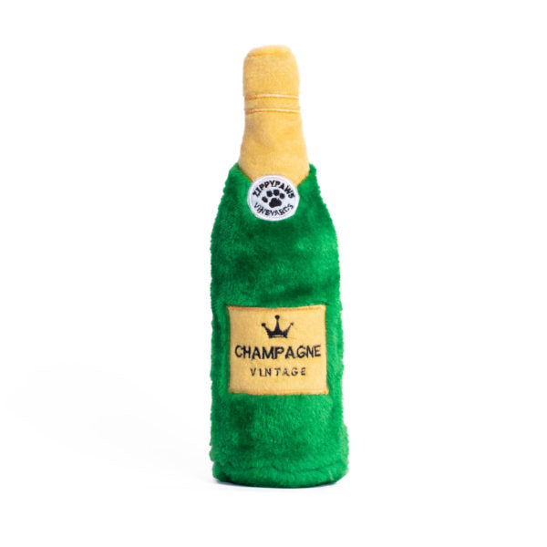 Happy Hour Crusherz Champagne Plush Dog Toy by ZippyPaws - Fun Squeaky Interactive Playtime Gift for Pets, Perfect for Parties & Celebrations