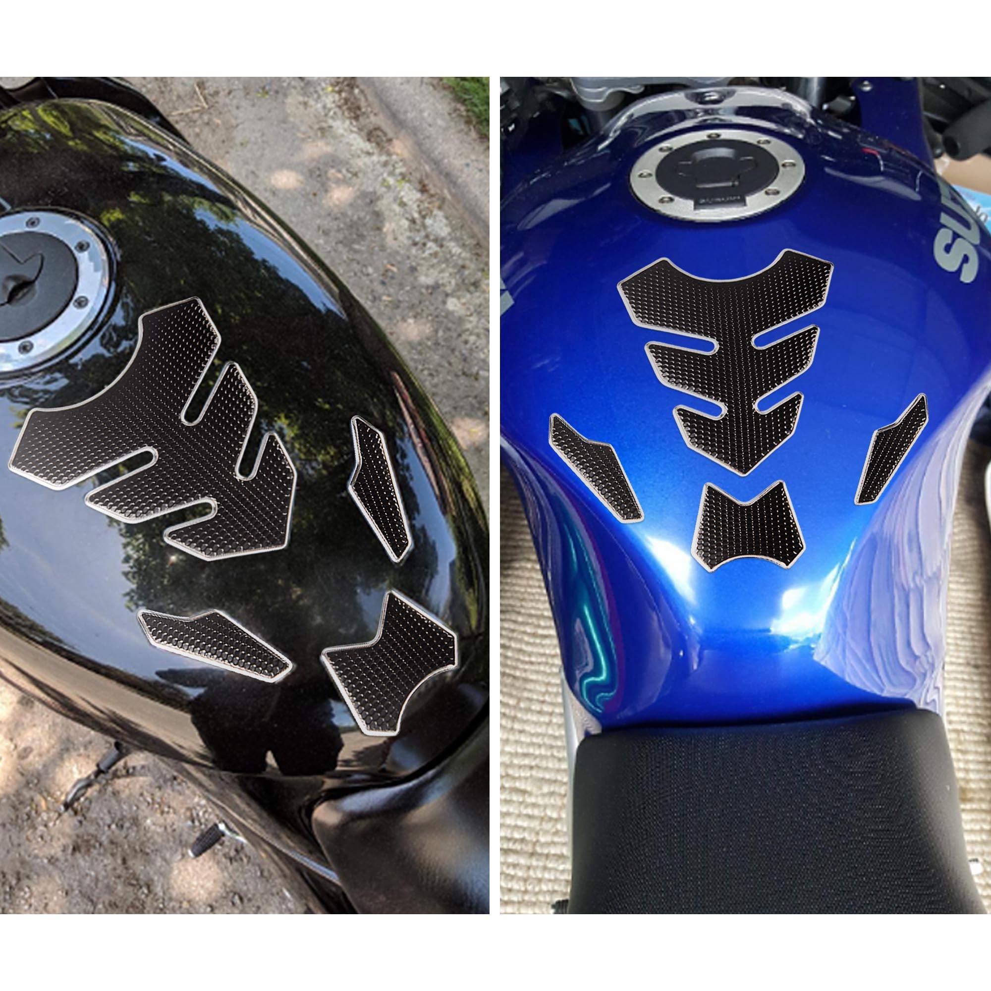 TOMALL 3D Motorcycle Gas Tank Protector - Soft Rubber Anti-Slip Tank Pad Decal Sticker | Waterproof & Durable for Harley, Yamaha, Honda | Perfect for Bike Customization & Protection (Silver)