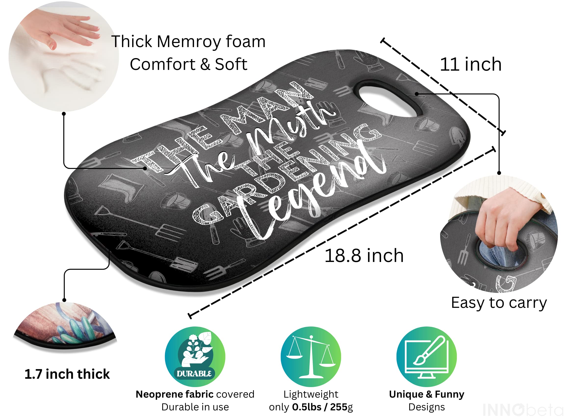 InnoBeta Extra Thick Memory Foam Kneeling Pad with Handle - 18.9