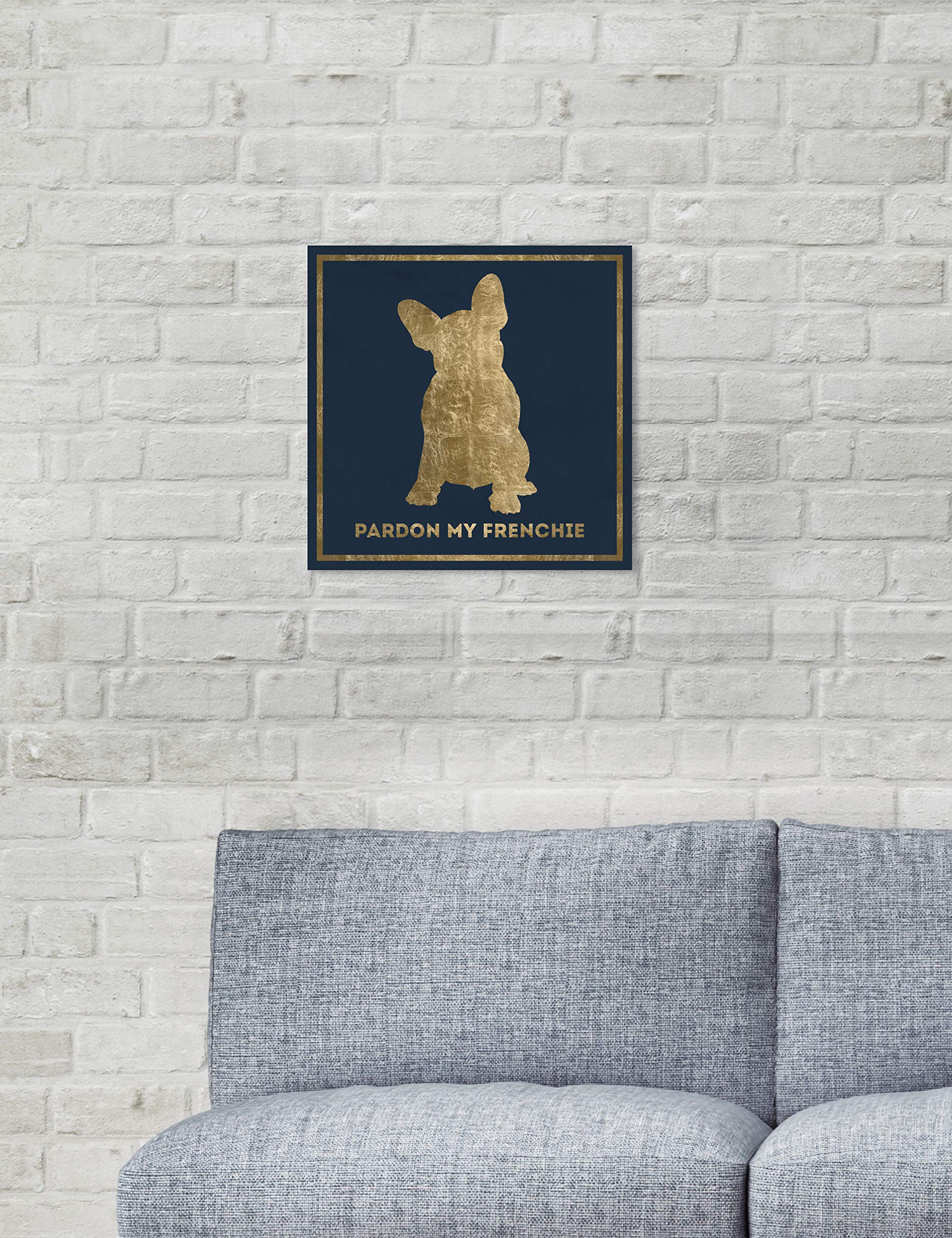 Oliver Gal Artist Co. 'Frenchie' Typography Wall Art Canvas Print - 12x12 Inches Gold & Black Quote Home Decor - Perfect for Living Room, Bedroom & Office Wall Decor