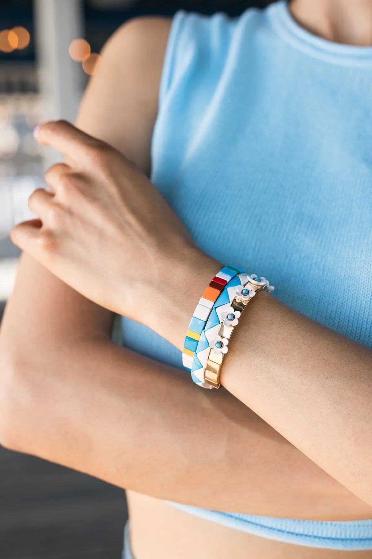 Vibrant Beaded Tile Bracelet Set for Women - Stylish Handmade Jewelry for Casual Wear, Parties & Gifts