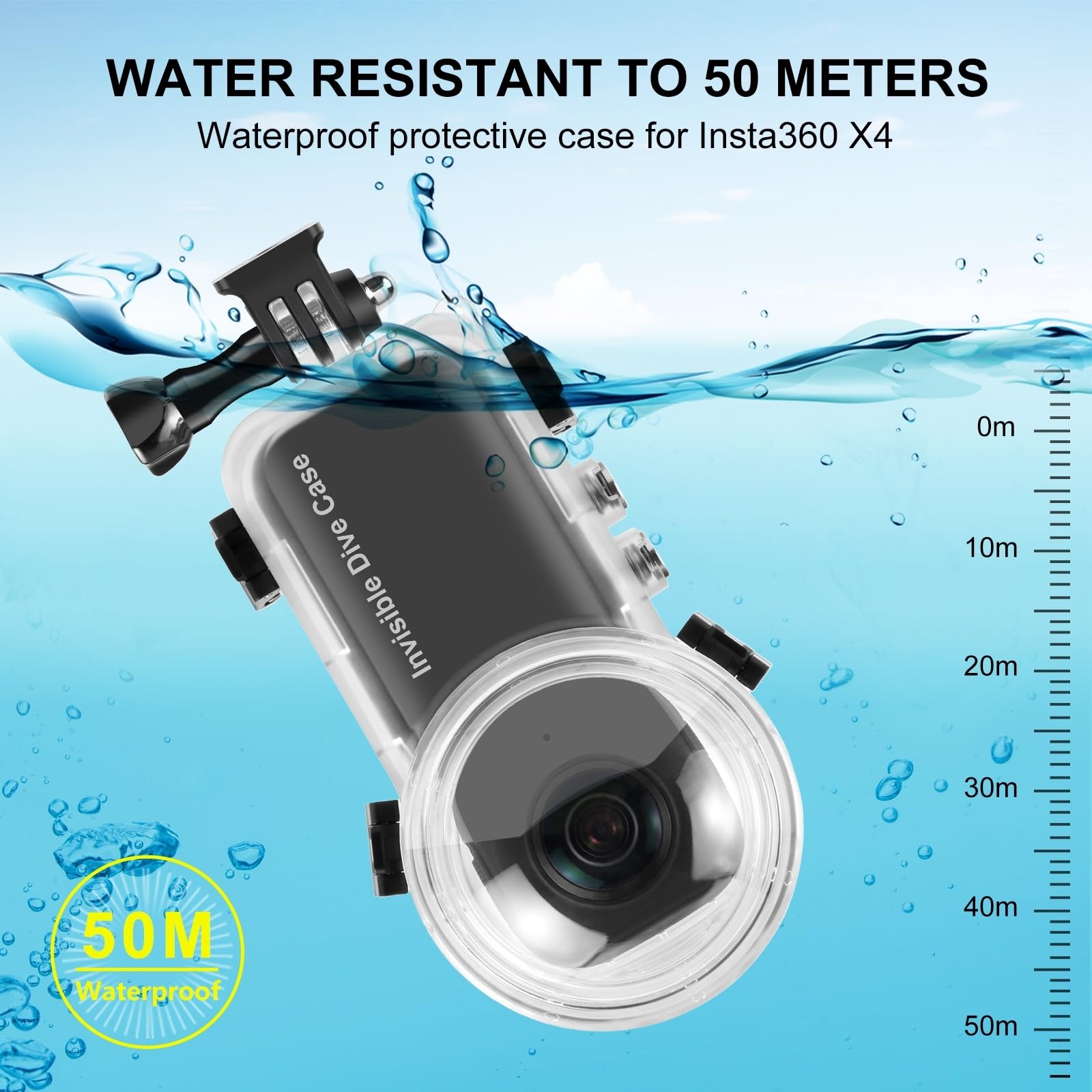 Insta360 X4 Dive Housing Case - 50M Waterproof Underwater Camera Housing for Insta360 X4 | Professional Scuba Diving, Snorkeling & Water Sports Photography Protection
