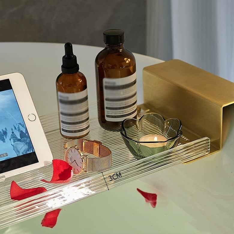 **Expandable Clear Acrylic Bathtub Caddy Tray with Non-Slip Handles - Reading Rack, Tablet Holder & Bath Serving Tray - Perfect for Relaxing Baths, Spa Days & Wine Nights**
