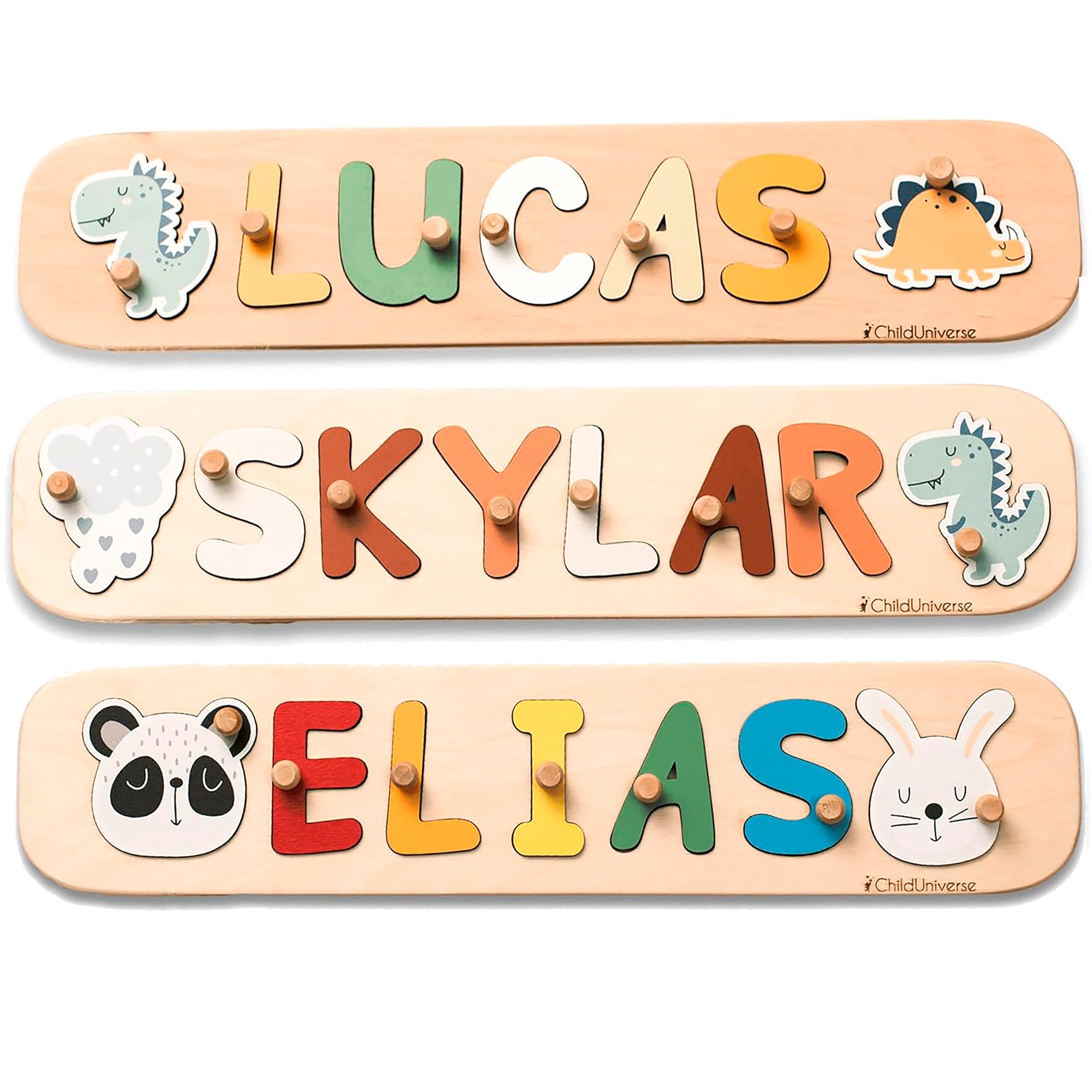 Personalized Wooden Name Puzzle for Toddlers 1-3 Years Old - Custom Baby Gift for Boys & Girls - Montessori Learning Toy & Nursery Room Decor - Perfect for Birthdays, Baby Showers & Early Childhood Education