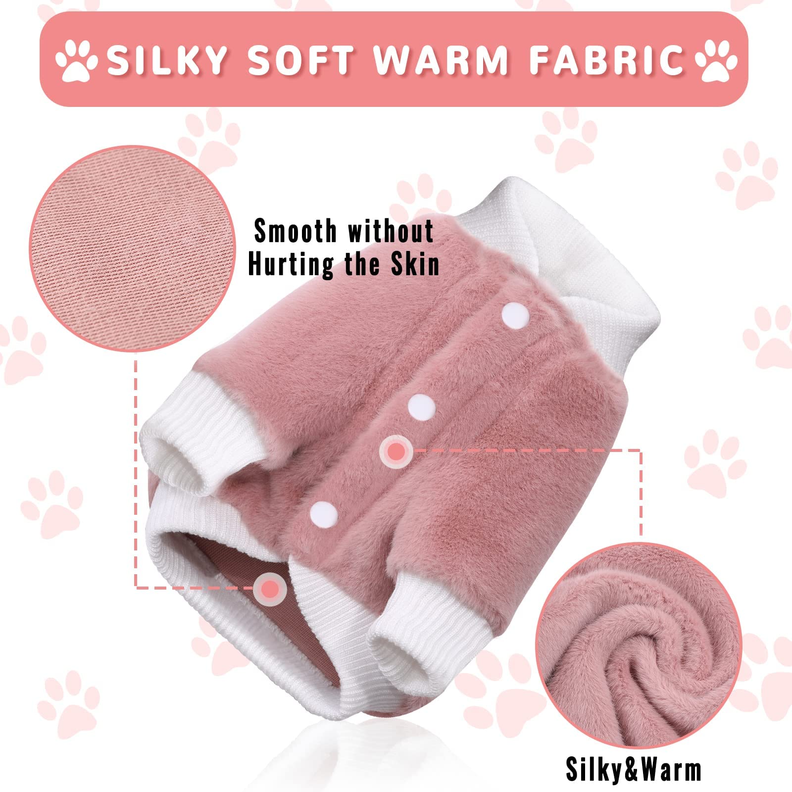 Demigreat Winter Warm Plush Small Dog Sweater Coat with Buttons - Soft Puppy Clothes for Small Dogs & Cats - Cozy Cold Weather Apparel for Boy or Girl Pets - Perfect for Outdoor Walks & Indoor Comfort