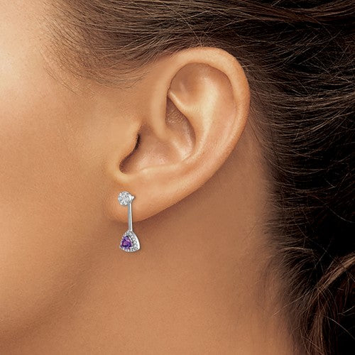 14KT 0.62 CTW Amethyst & 0.32 CTW Diamond Trillion Halo Earrings - Elegant Purple Gemstone Jewelry for Women, Perfect for Weddings, Parties & Special Occasions