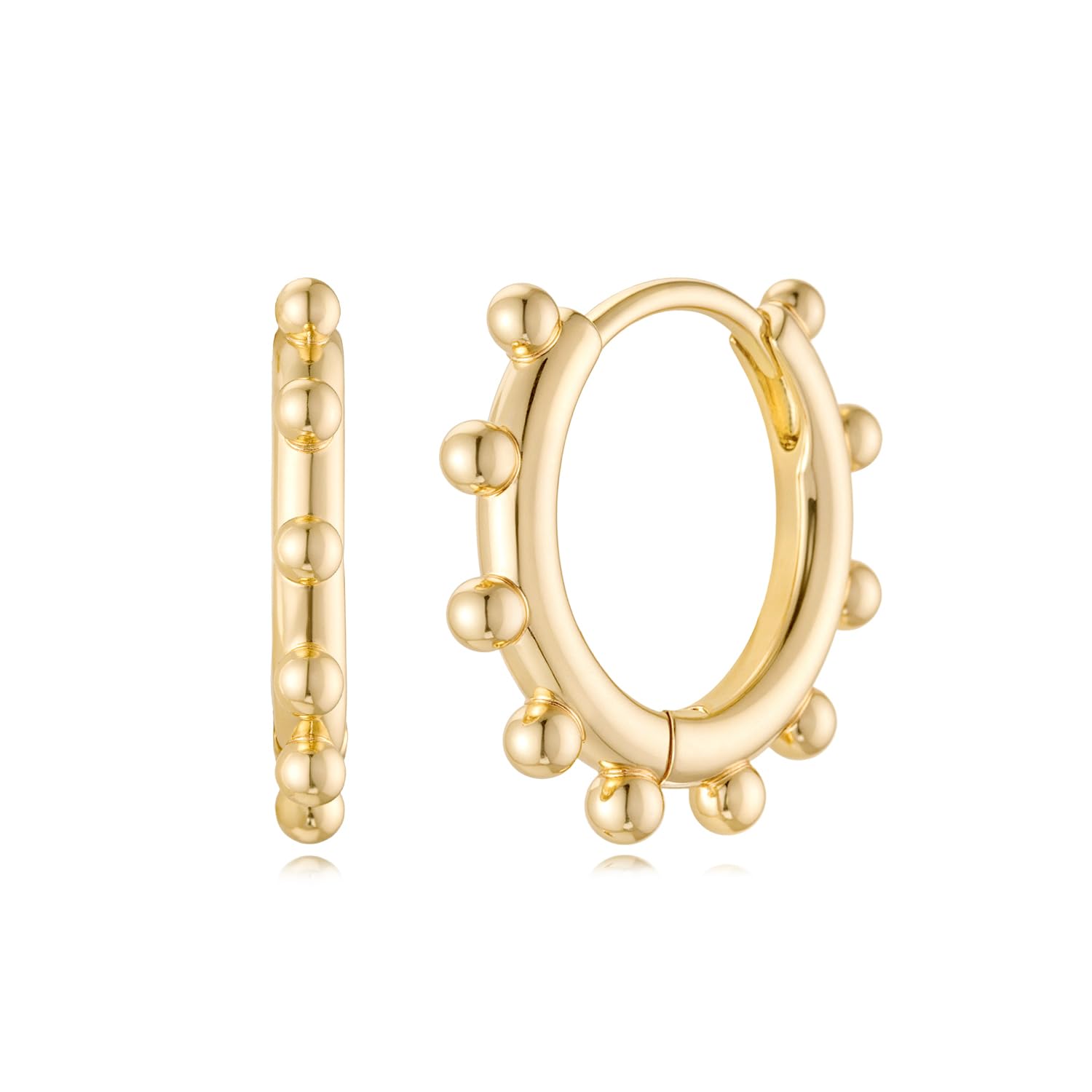 14K Gold Plated Huggie Hoop Earrings for Women - Small Simple Hypoallergenic Everyday Jewelry - Perfect for Work, Date Night & Casual Outfits