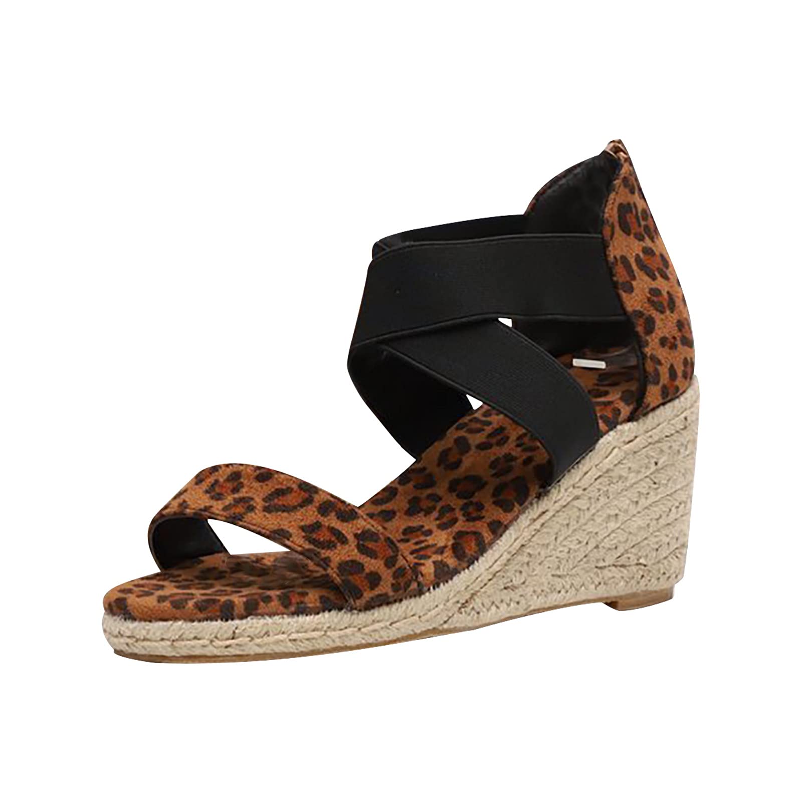 Women's Casual Wedge Sandals with Elastic Ankle Strap - Platform Espadrille Summer Shoes for Beach, Vacation & Everyday Wear