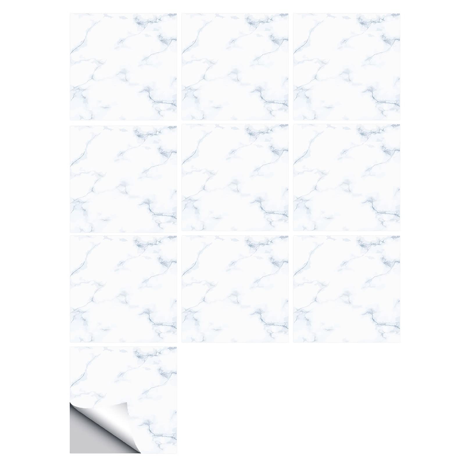 10-Piece Marble Tile Stickers - Peel & Stick Waterproof Self-Adhesive 3D Wall & Floor Decals for Kitchen, Bathroom, Living Room | Elegant Home Decor Upgrade for Walls, Backsplash & Furniture