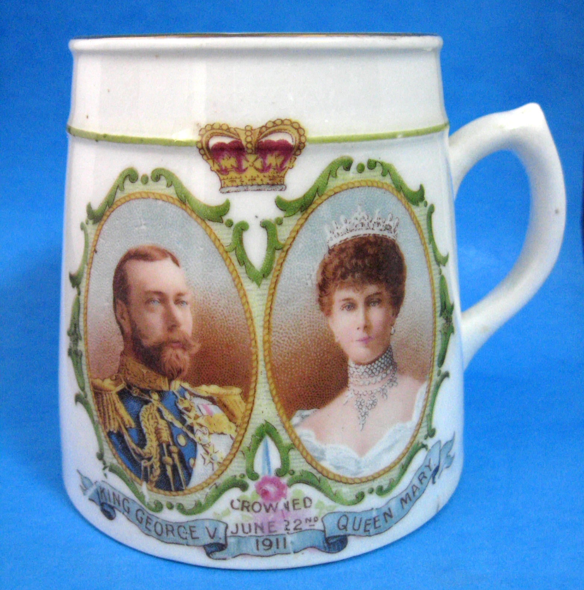 Royal Winton King George V & Queen Mary Coronation 1911 Commemorative Ironstone Tankard Mug - Vintage Collectible for Tea, Coffee & Home Decor