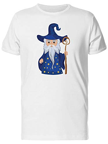 Cartoon Wizard With A Staff Graphic T-Shirt for Men - Casual Wear, Cosplay & Fantasy Lovers