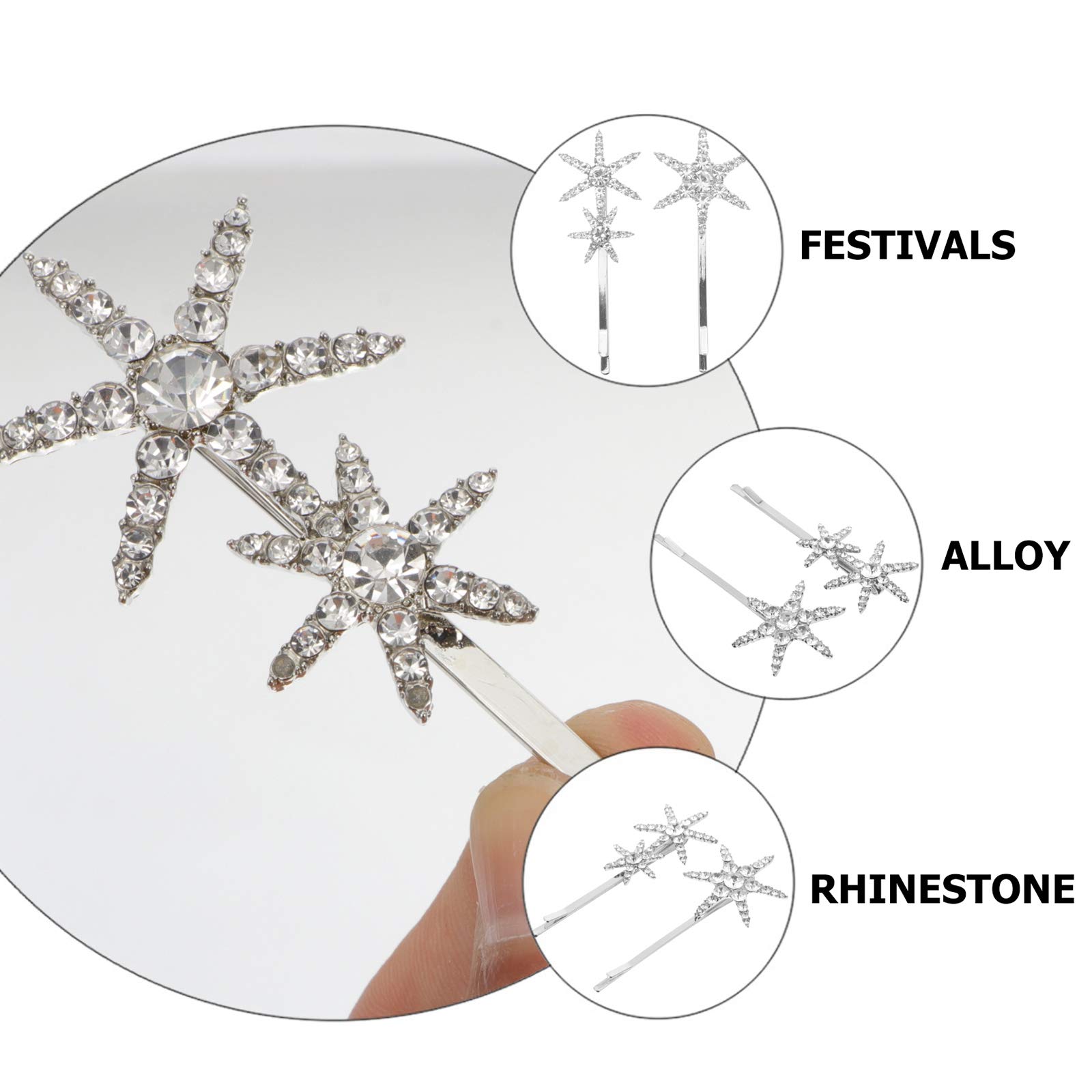 2Pcs Crystal Hair Clips for Women - Gold Rhinestone Bobby Pins, Vintage Star Hair Barrettes for Wedding, Party & Everyday Elegance