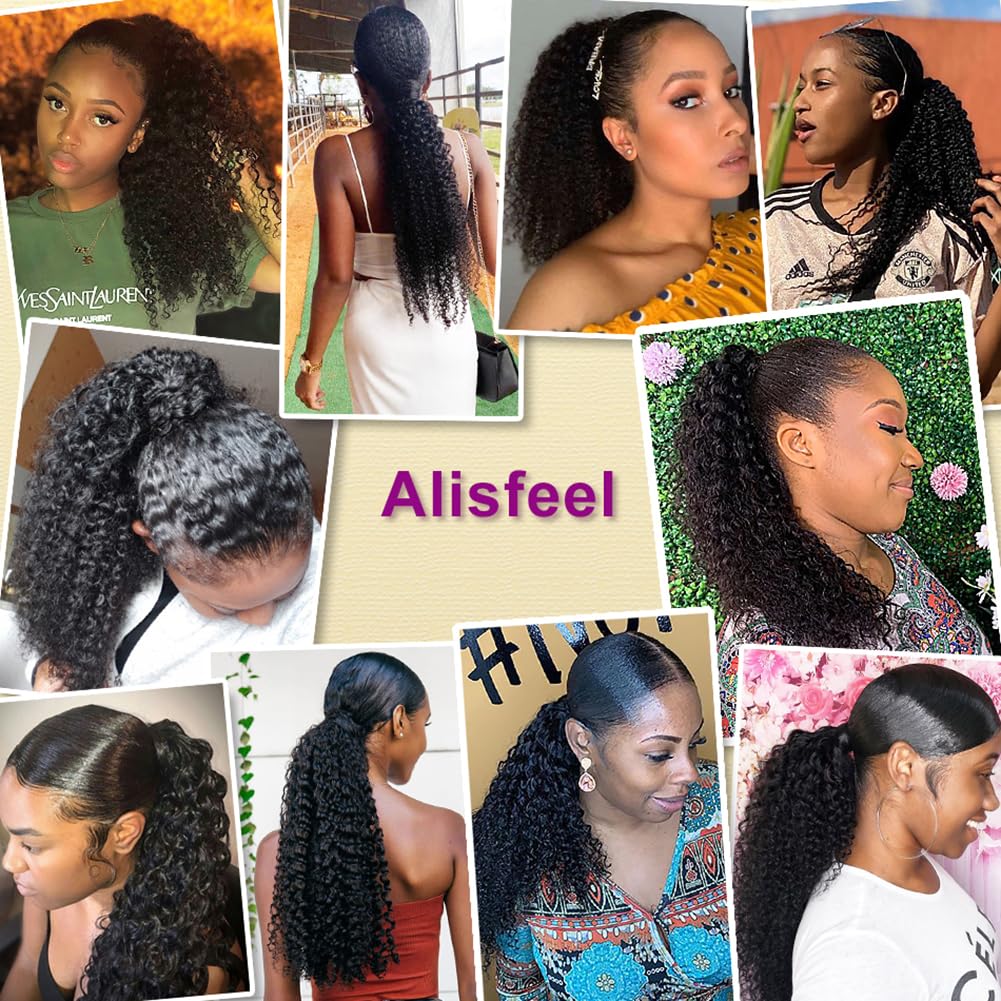 Kinky Curly Ponytail Human Hair Extensions 12